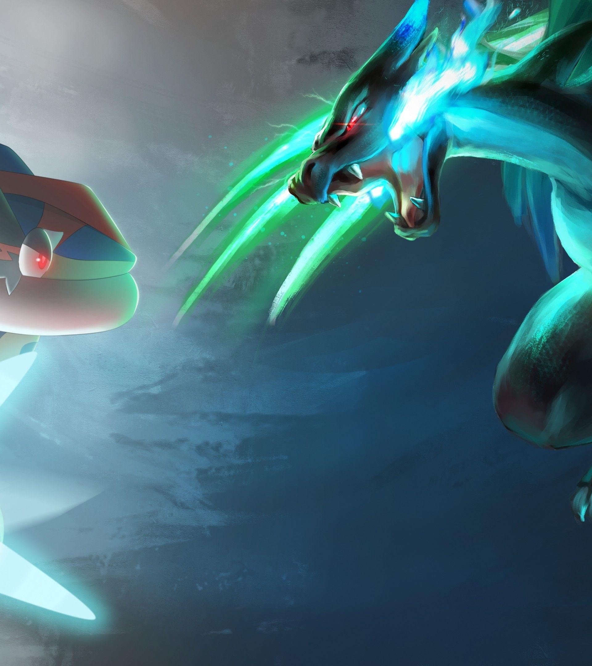 1920x2160 Download 1920x2160 Mega Charizard X, Greninja, Pokemon Xy, Battle