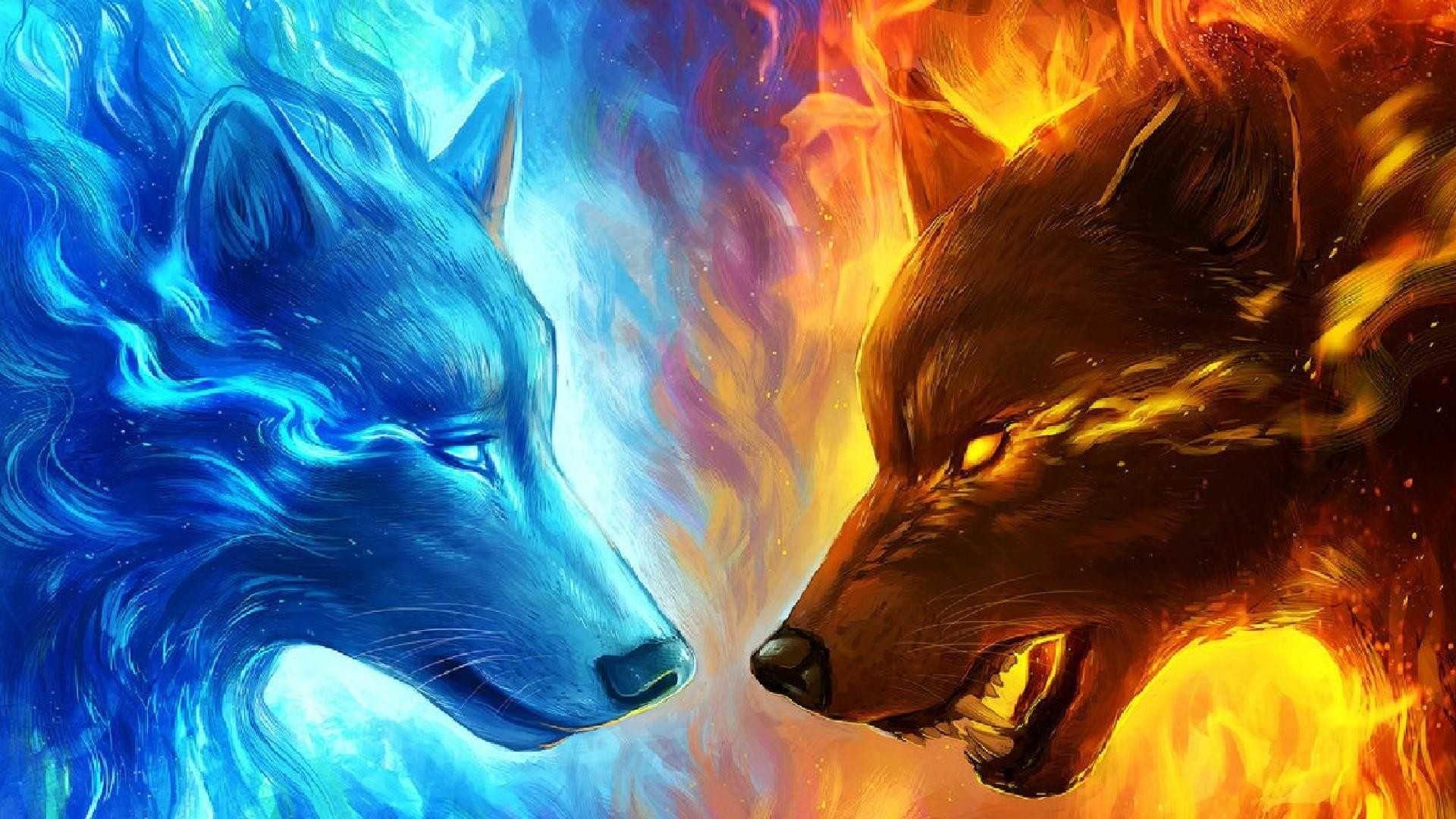1920x1080 Ice Wolves Wallpaper