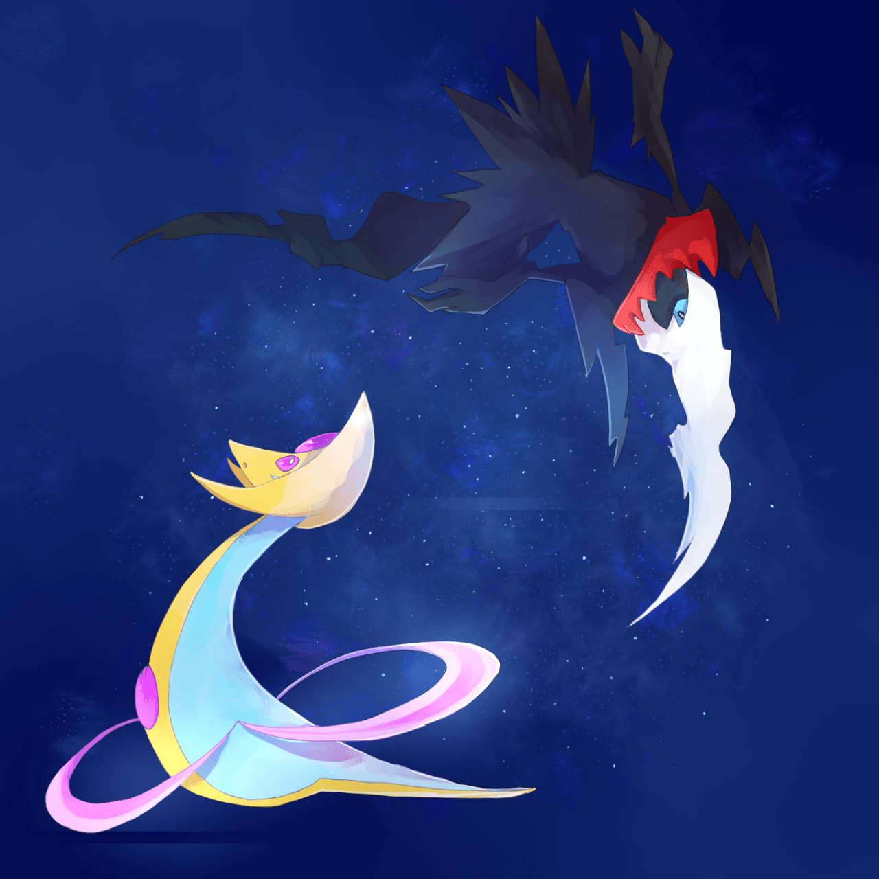1280x1280 Cresselia & Darkrai. Pokémon. Pokemon, Pokemon art, Mythical pokemon