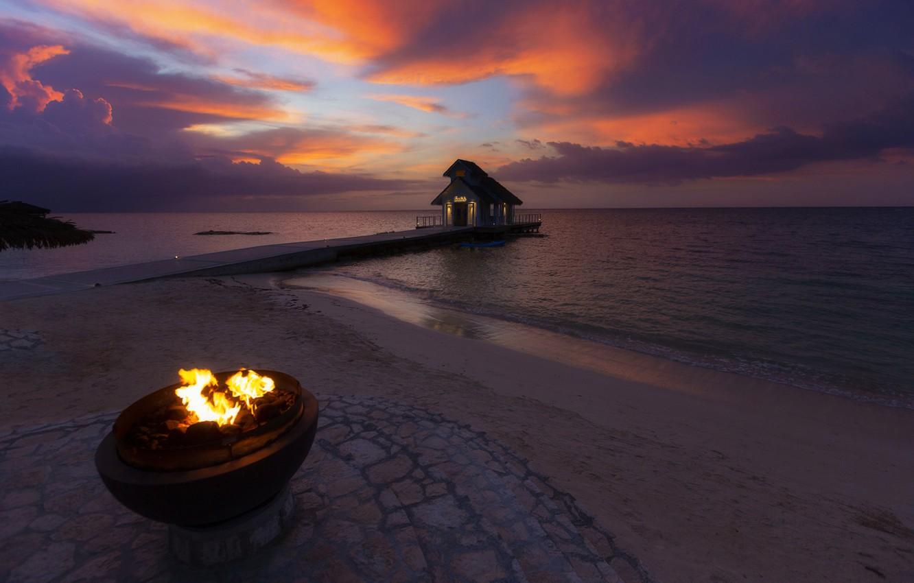 1332x850 Wallpaper sea, pierce, Jamaica, Montego Bay, Caribbean sunset image for desktop, section пейзажи