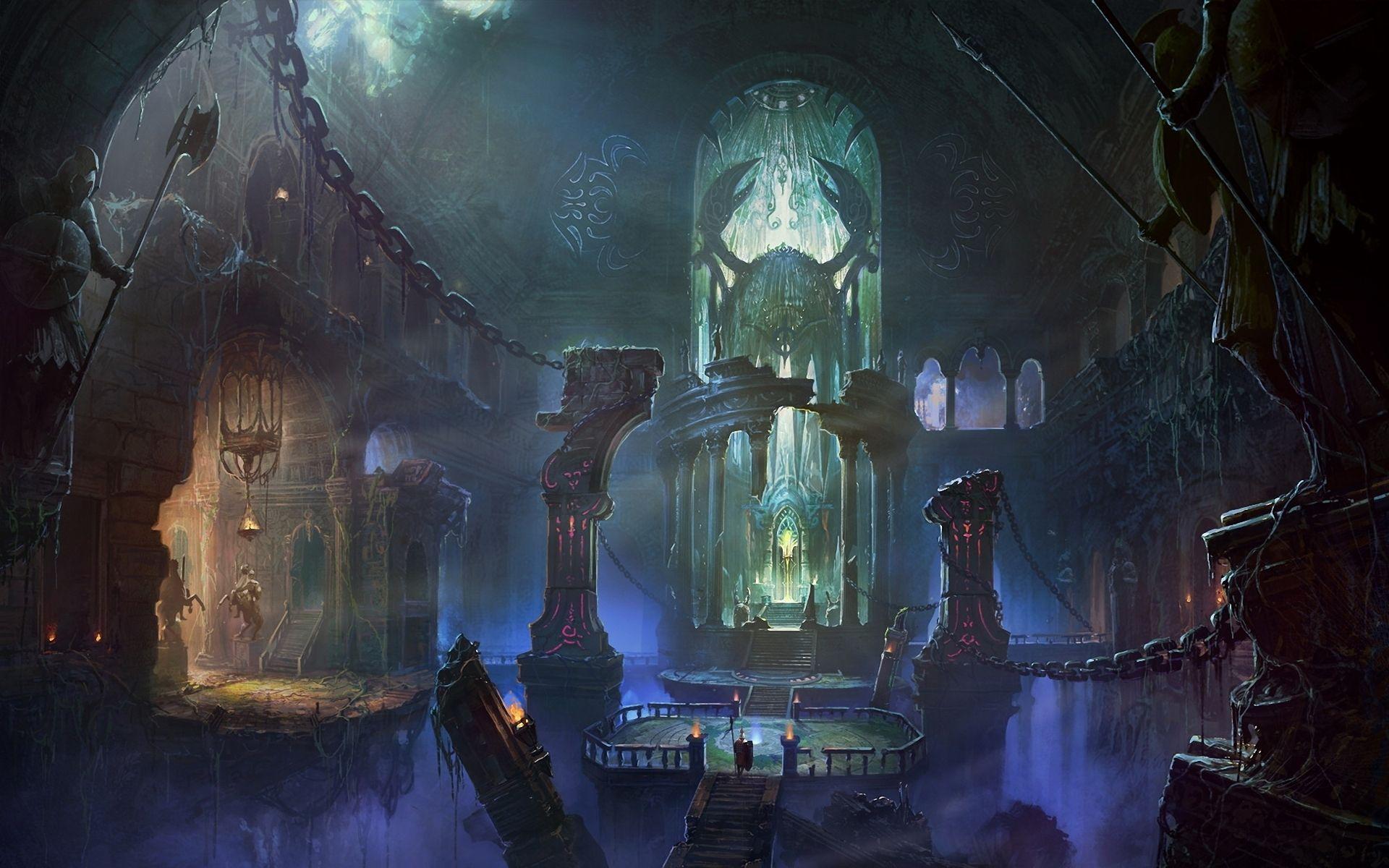 1920x1200 SHUXING LI fantasy ruins decay ancient palace architecture buildings