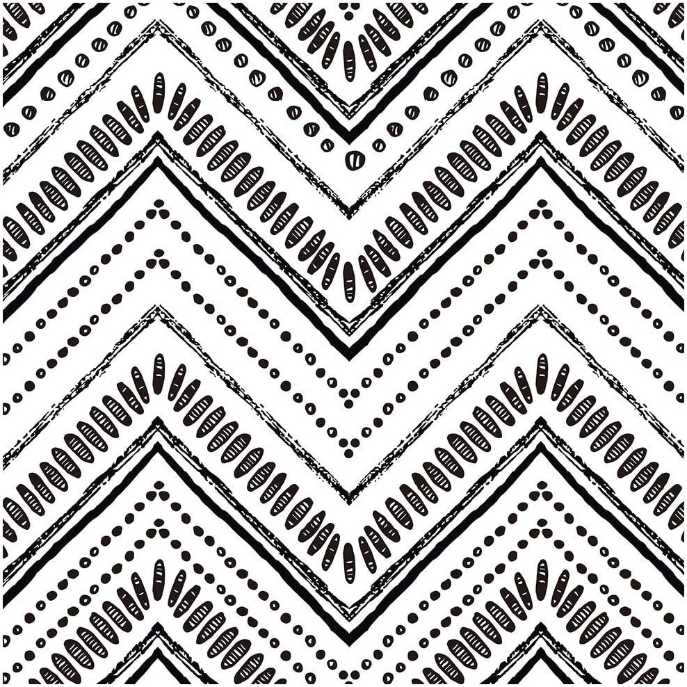 988x988 HaokHome 96022 1 Modern Circle Oval Stripe Peel And Stick Wallpaper Black White Vinyl Self Adhesive Decorative 17.7in X 9.8ft, Wallpaper