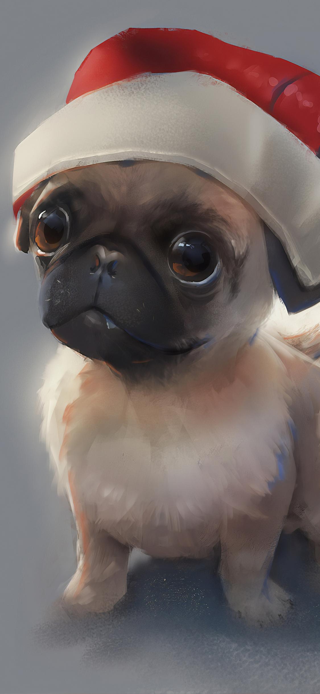 1125x2436 Pug Merry Christmas iPhone XS, iPhone iPhone X HD 4k Wallpaper, Image, Background, Photo and Picture