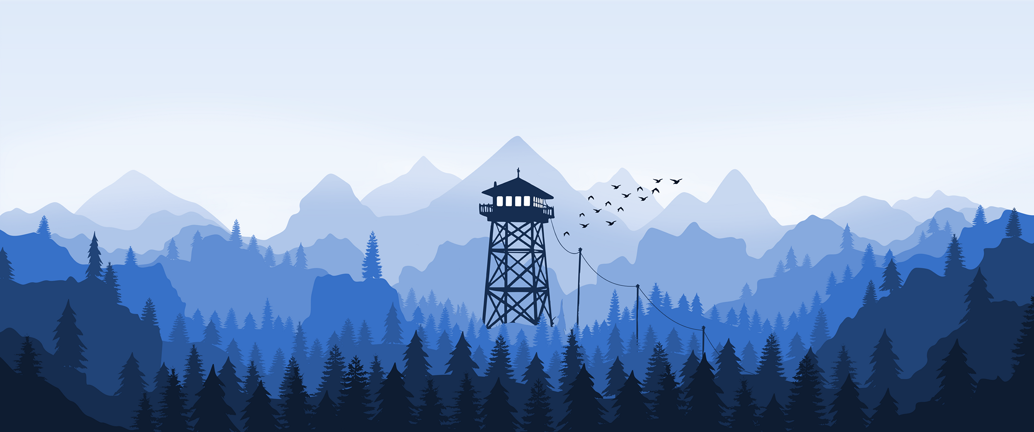 3440x1440 4K I remade the fire watch wallpaper in Inkscape but with a blue color scheme: wallpaper