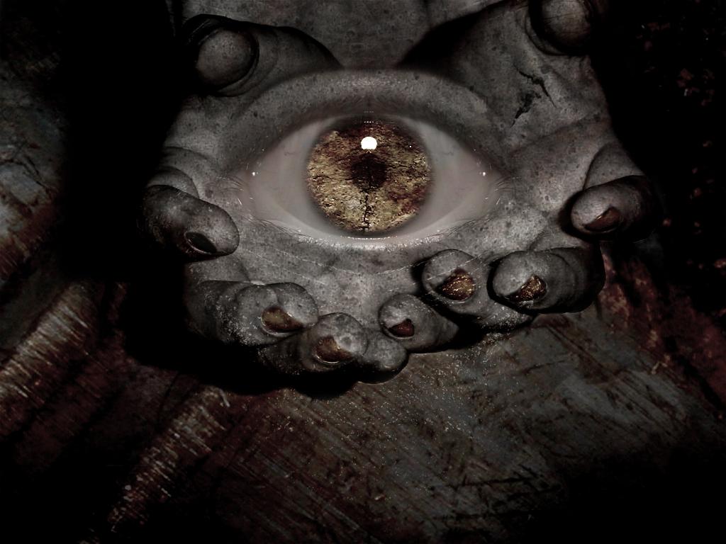 1024x768 Eye in hands wallpaper from Eyes wallpaper
