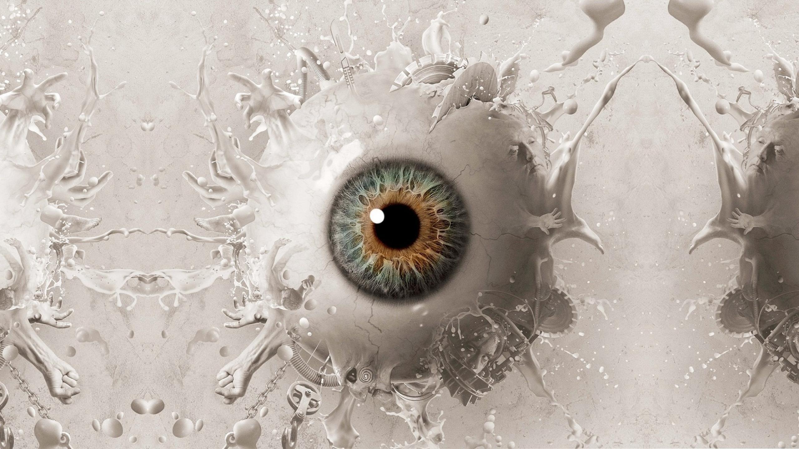 2560x1440 Eye Hand Artistic White Creepy Saw Movie Wallpaper:2560x1440