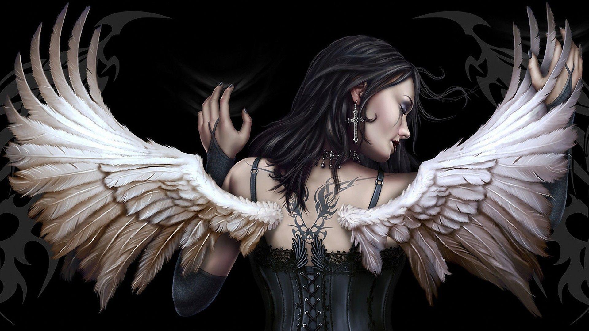 1920x1080 Gothic Women Angel Wallpaper