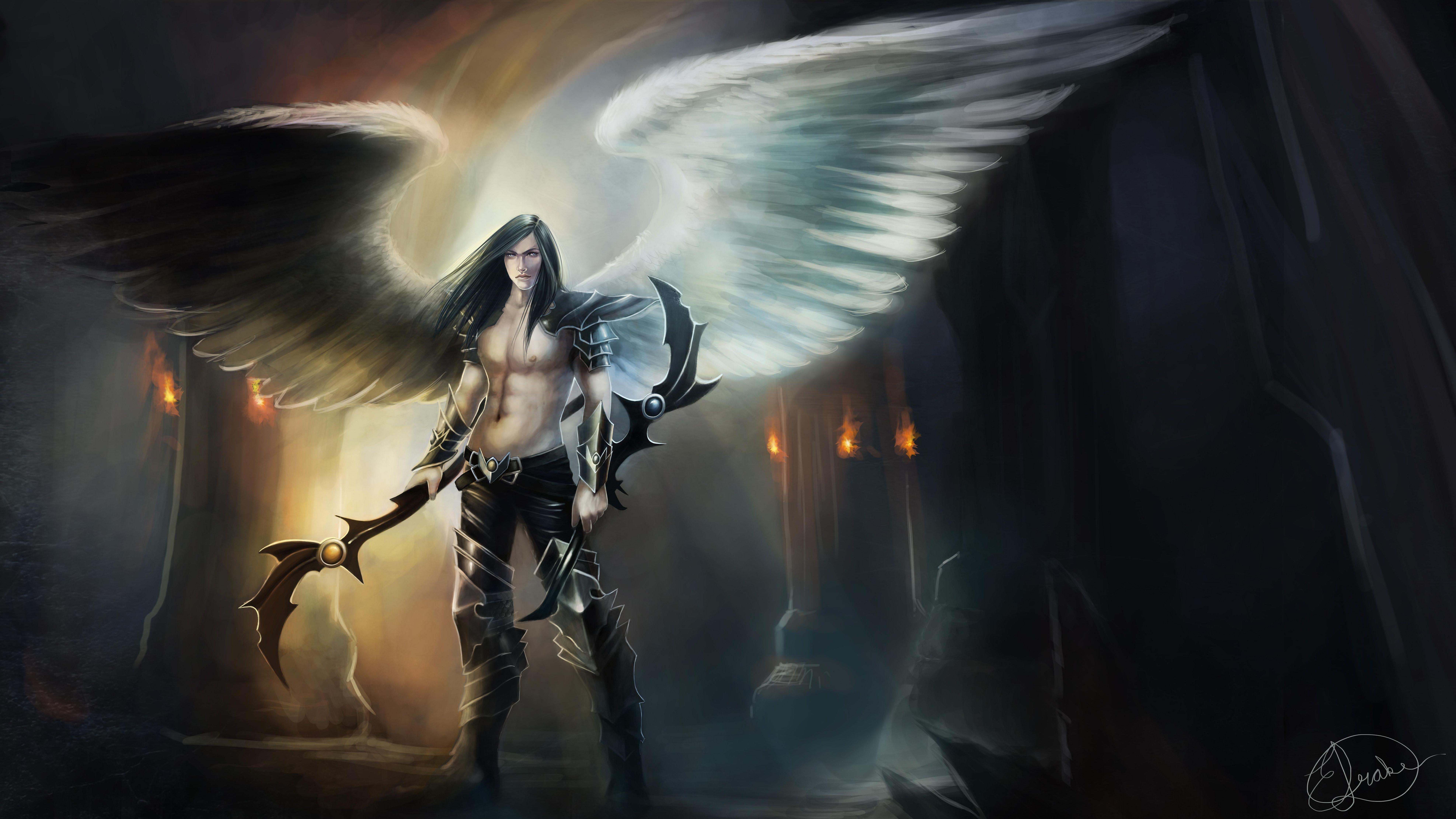 7900x4444 Angel Warrior Wallpaper