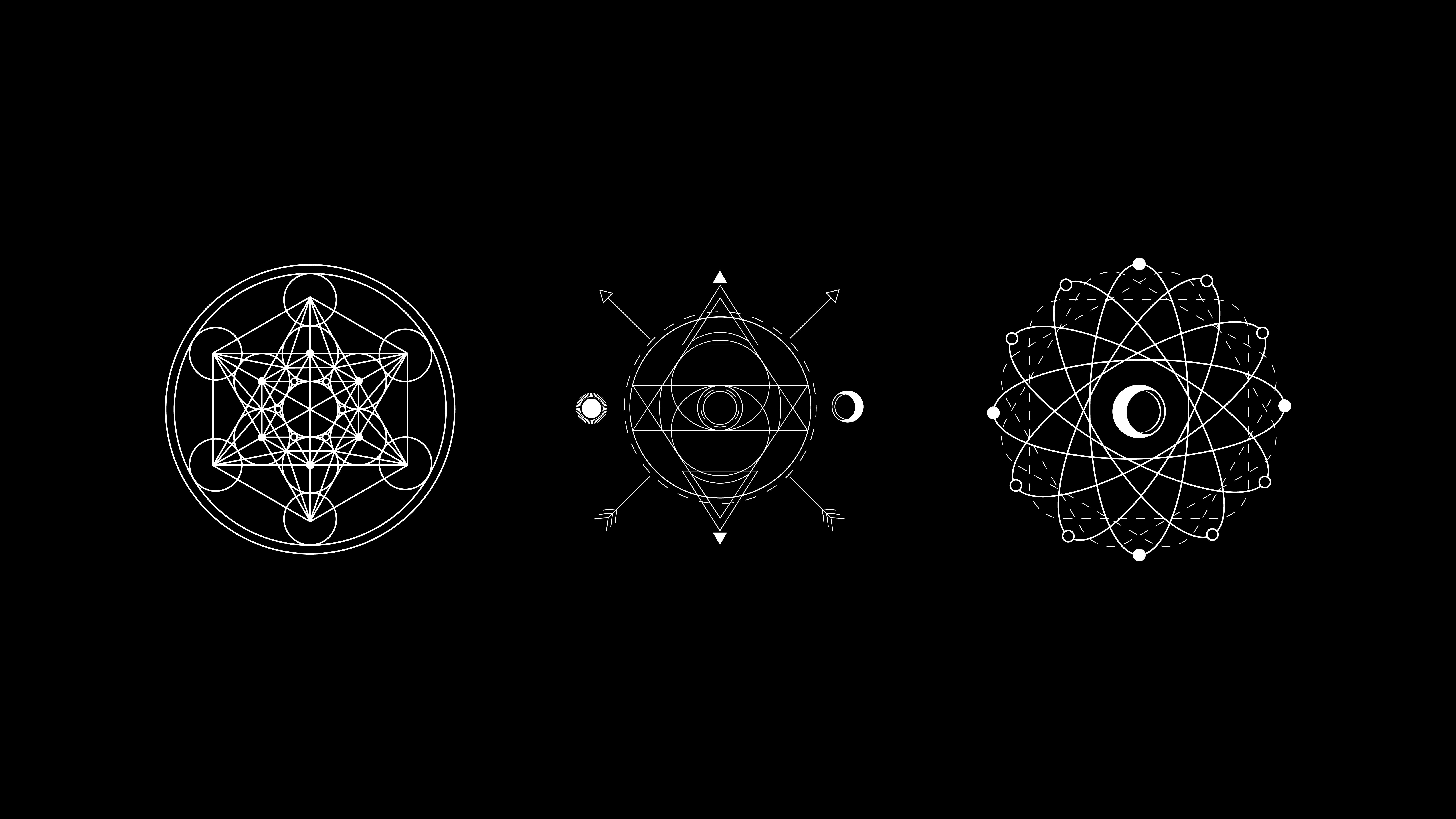 8000x4500 Geometry Sacred Geometry Minimalism Moon Eclipse Black Background Black Wallpaper:8000x4500