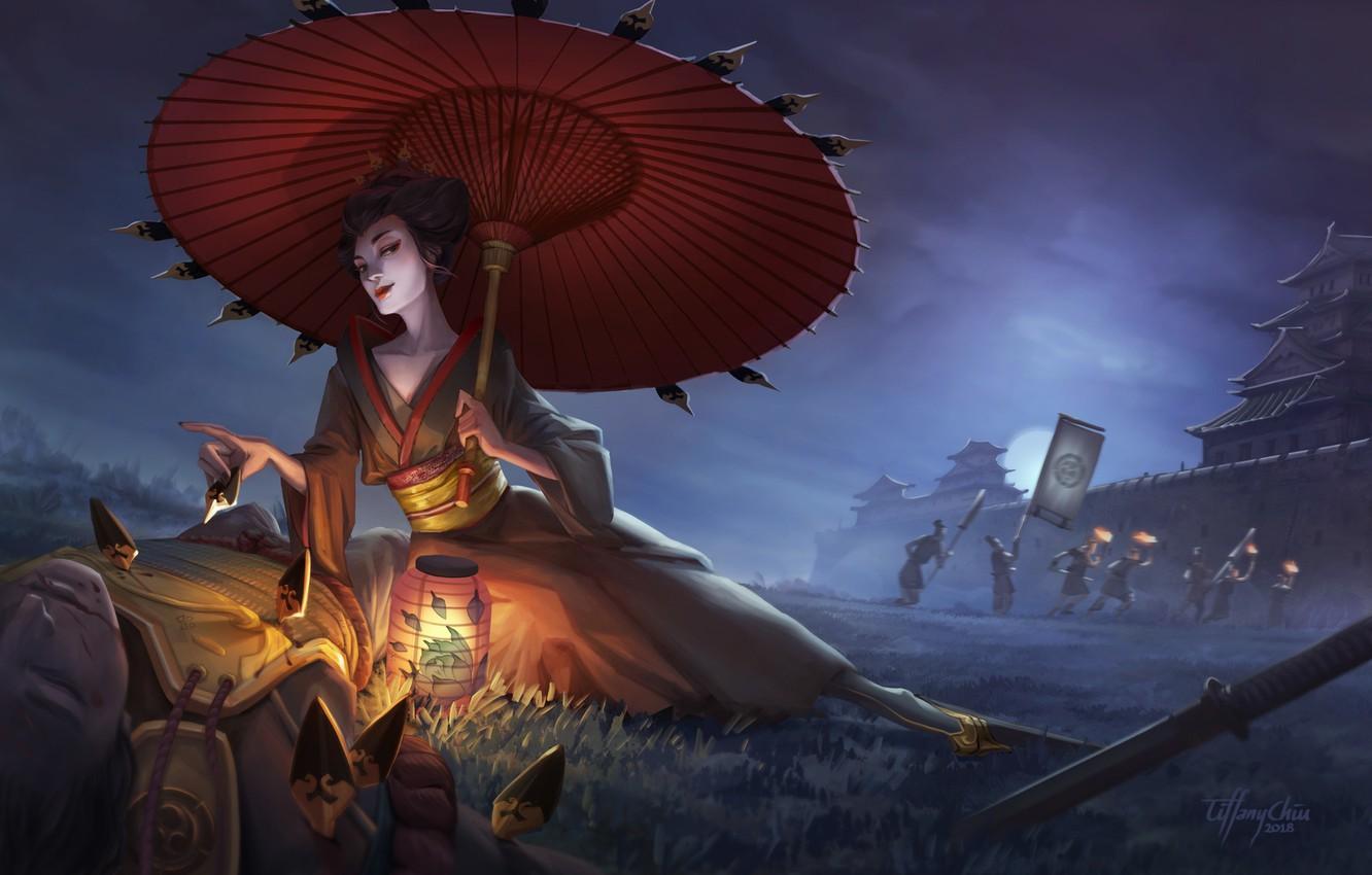 1332x850 Geisha Art Wallpaper