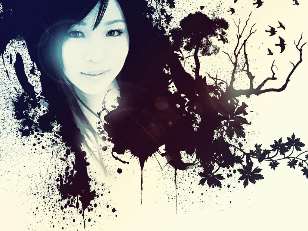 1024x768 Japanese Girl Art Wallpaper for 1024x768
