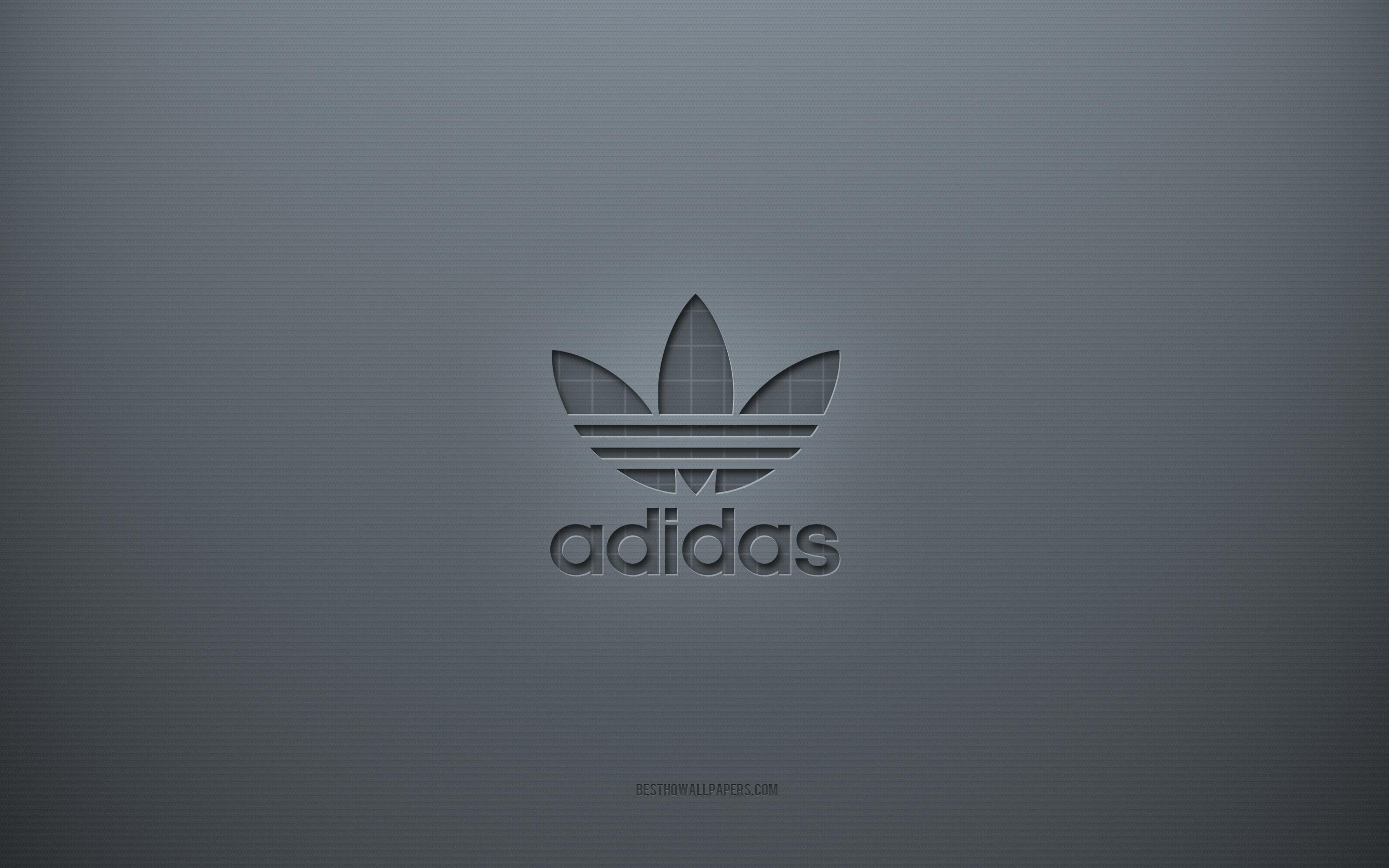 2880x1800 Download wallpaper Adidas logo, gray creative background, Adidas emblem, gray paper texture, Adidas, gray background, Adidas 3D logo for desktop with resolution 2880x1800. High Quality HD picture wallpaper