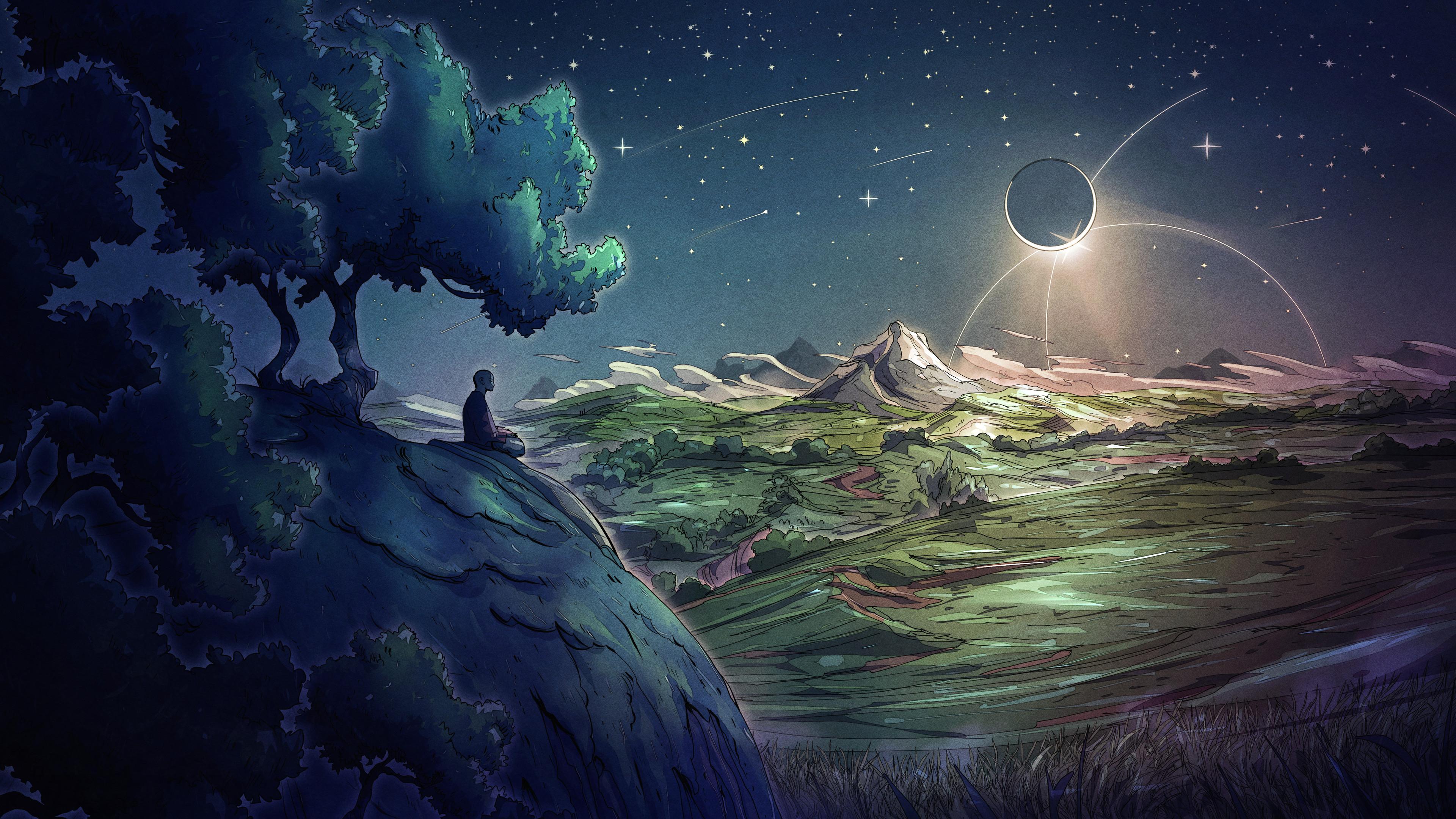 3840x2160 Meditation Eclipse 4k Ultra HD Wallpaper