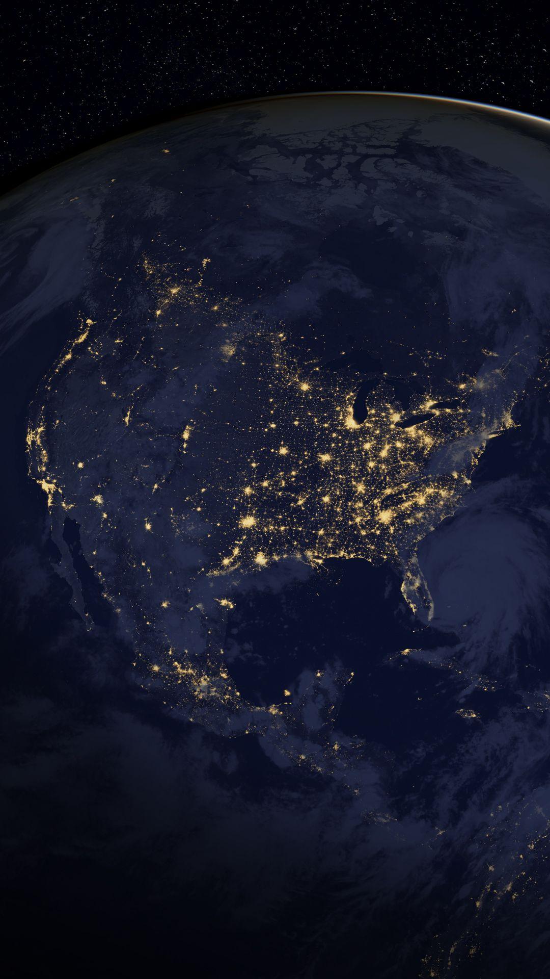1080x1920 iPhone Wallpaper HD City Lights of the Americas. Wallpaper space, iPhone wallpaper rock, Night sky photography