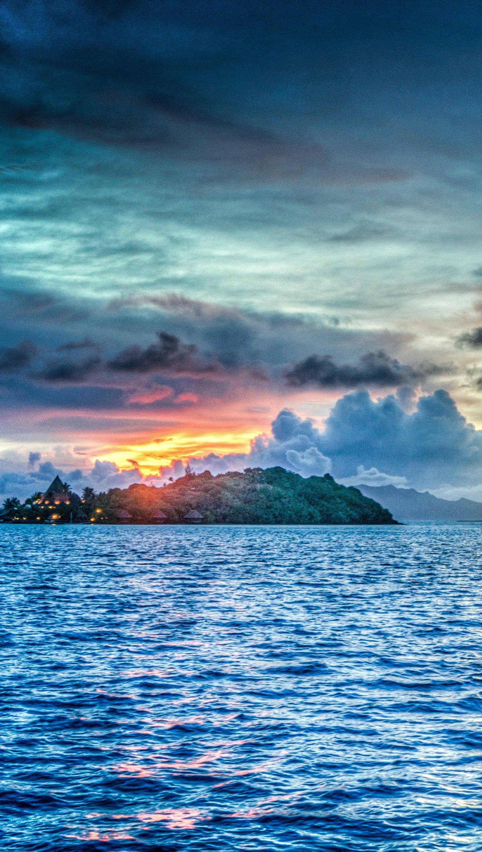 1630x2880 Bora Bora at sunset Wallpaper 5k Ultra HD