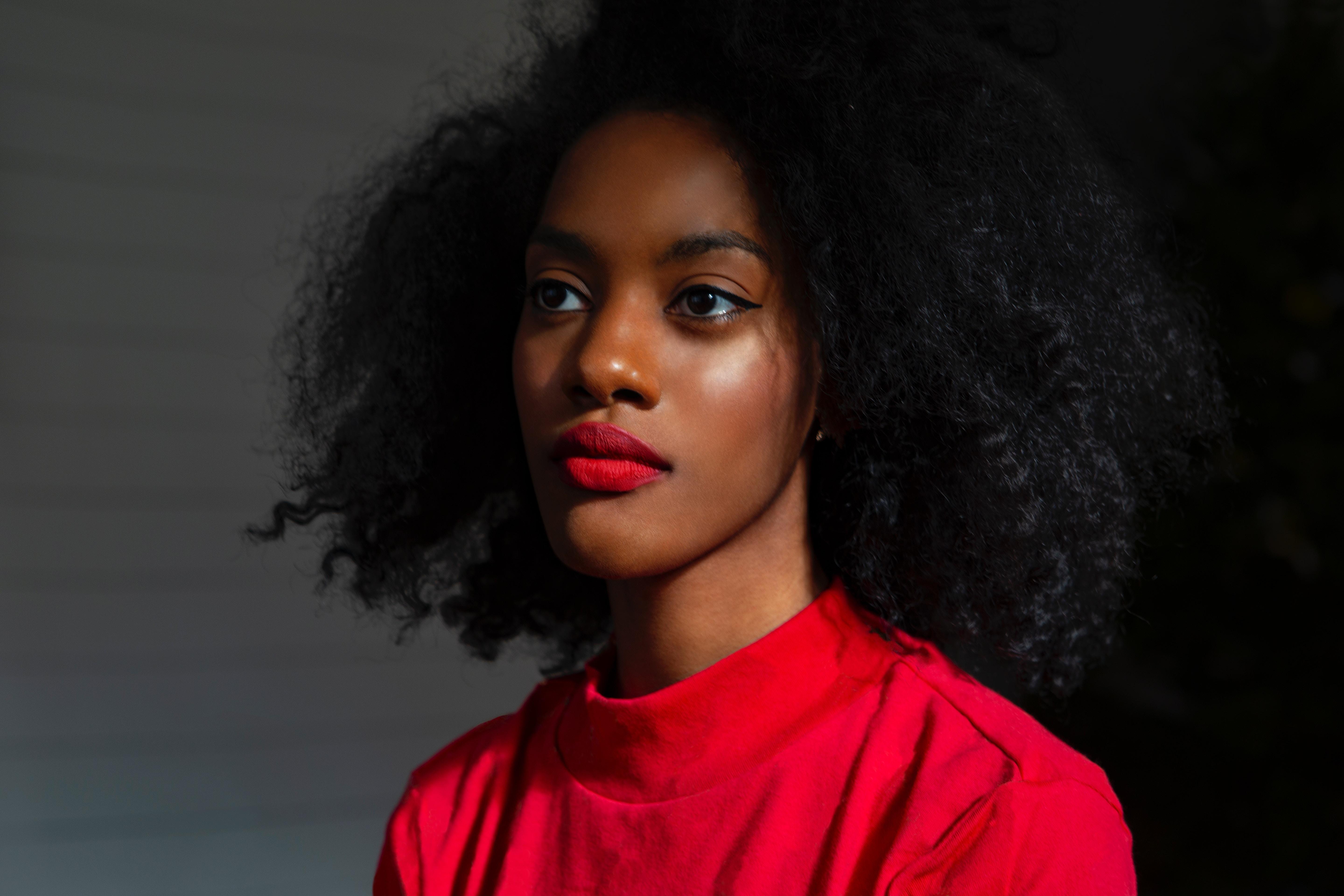 5760x3840 5760x3840 #turtleneck, #person, #lady, #female, #portrait, #face, #red lipstick, #looking away, #Free , #young woman, #girl, #red shirt, #woman, #african american, #black hair, #young, #indoor. Mocah HD Wallpaper