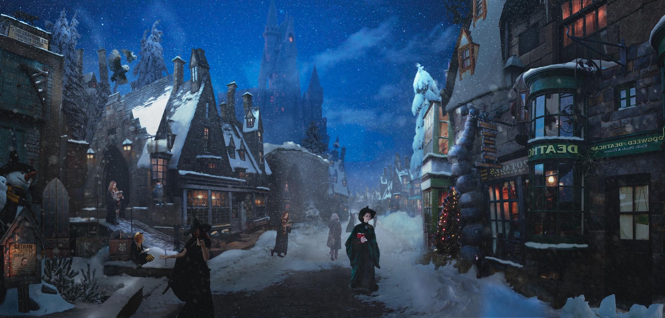 2255x1080 Wallpaper Witch Village, People, Fantasy, Holiday, Snow:2255x1080