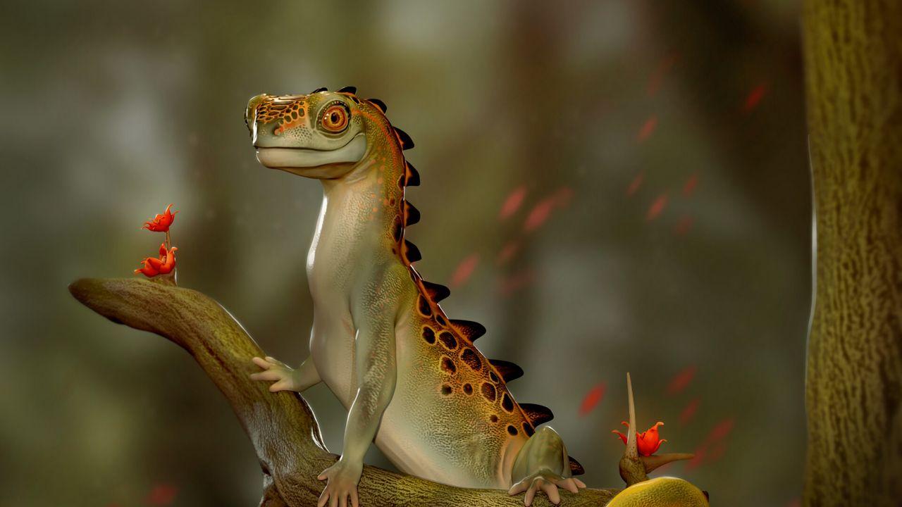 1280x720 Download wallpaper 1280x720 lizard, reptile, funny, art hd, hdv, 720p HD background
