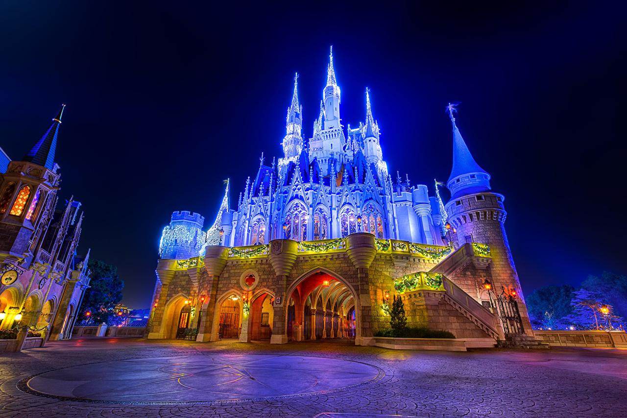 1280x853 Photos Anaheim California Disneyland USA castle Parks Night Cities