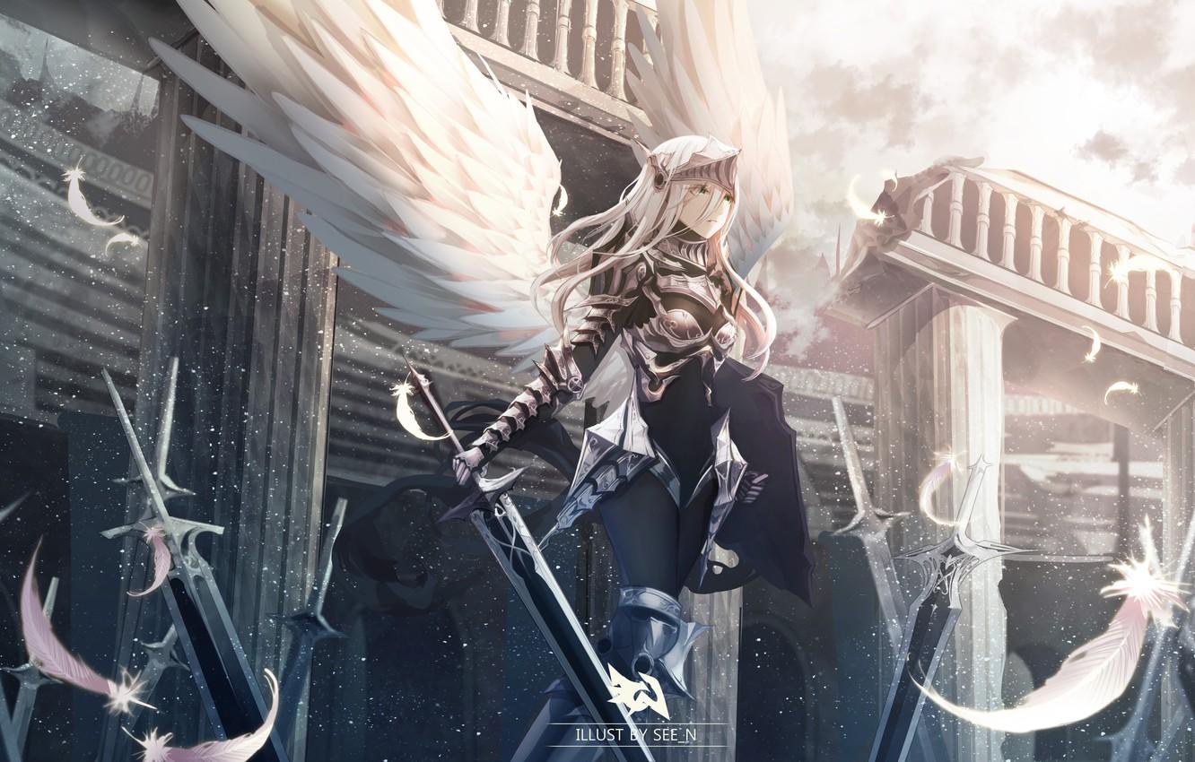 1332x850 Wallpaper girl, angel, anime image for desktop, section арт