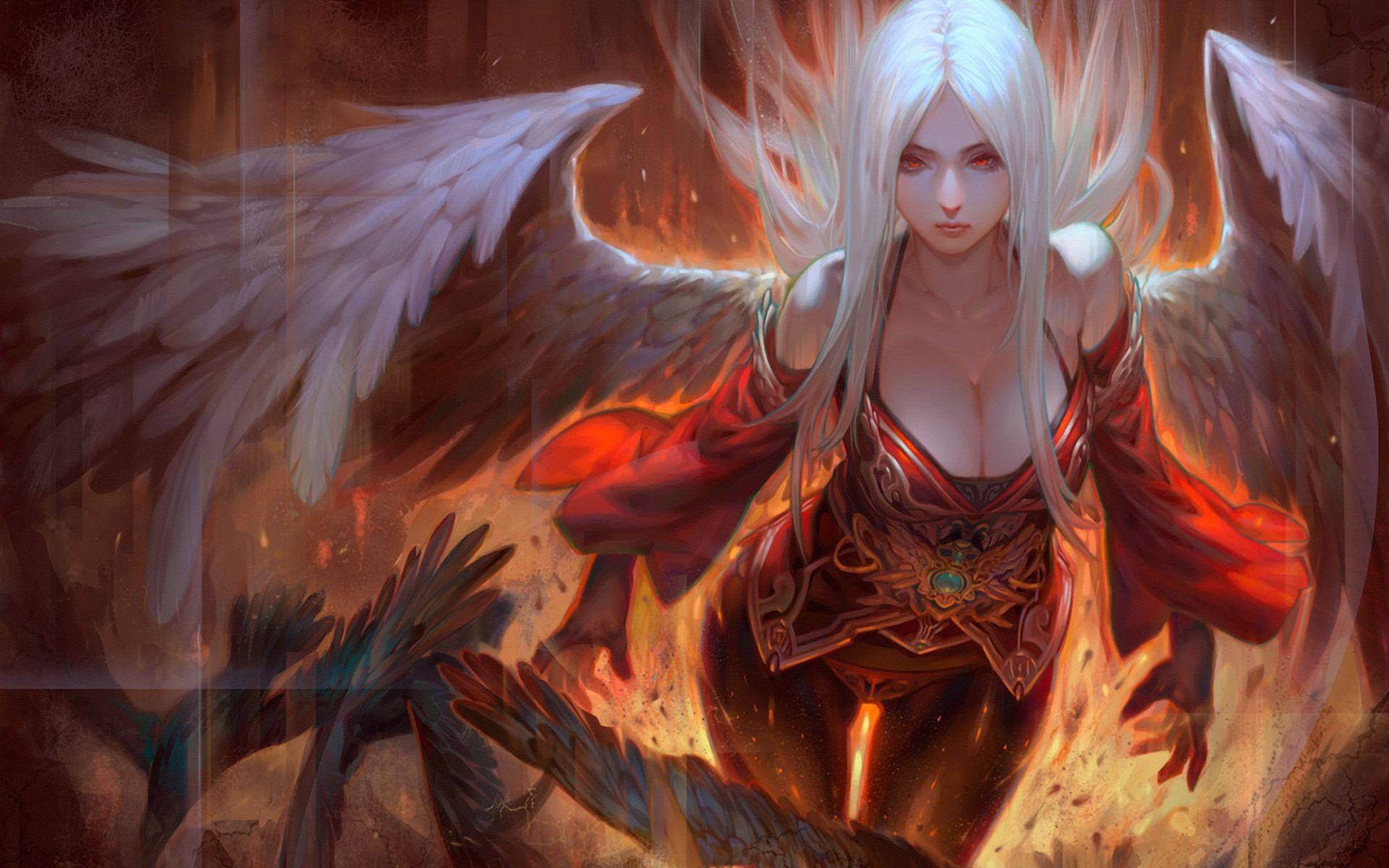 1920x1200 Pretty Angel girl: desktop wallpaper Full HD (1920x1200) [Artist: Krenz] anime characters Clan [anime pics & digital art]