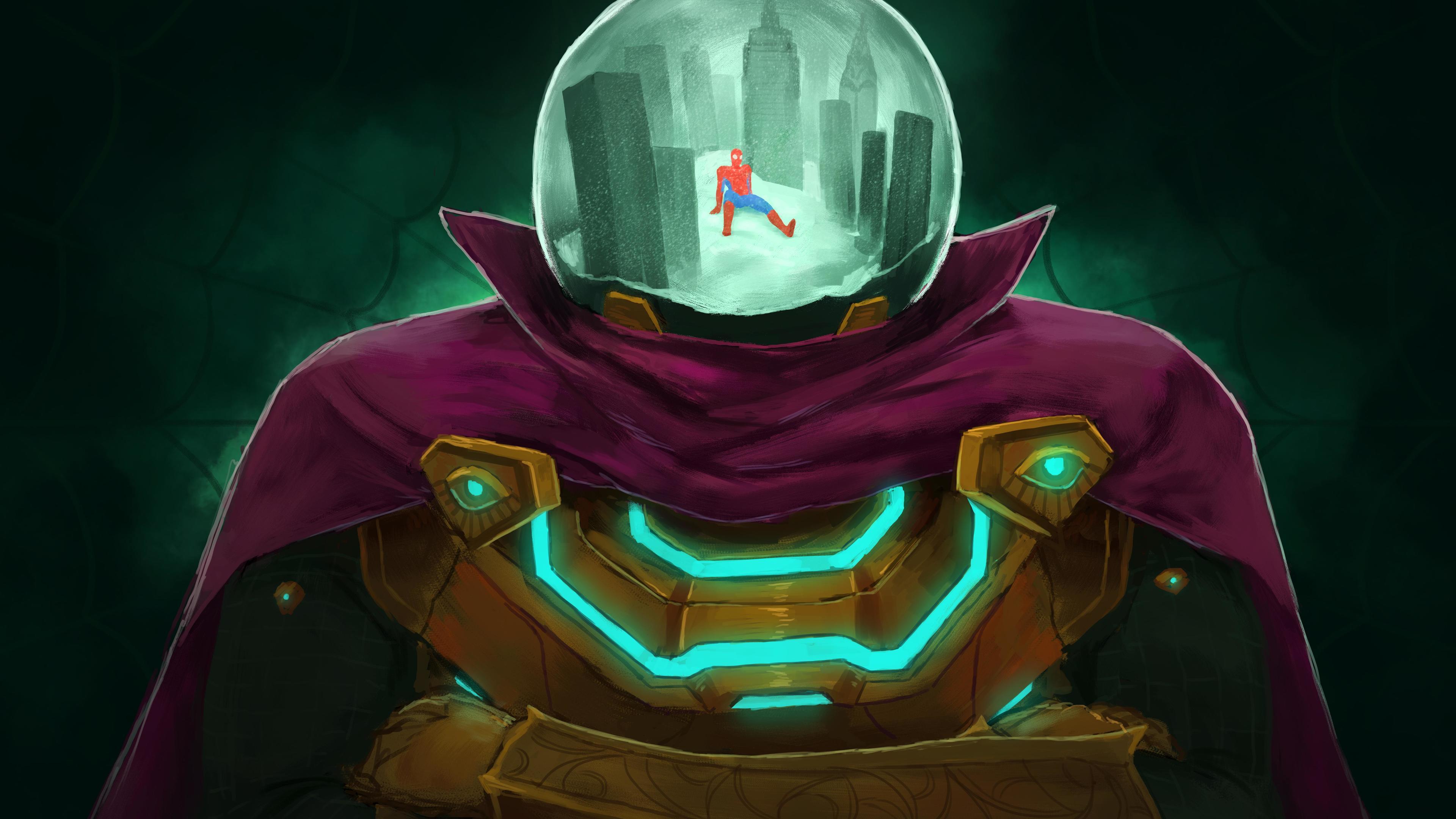 3840x2160 Wallpaper 4k Spiderman Vs Mysterio Art Wallpaper