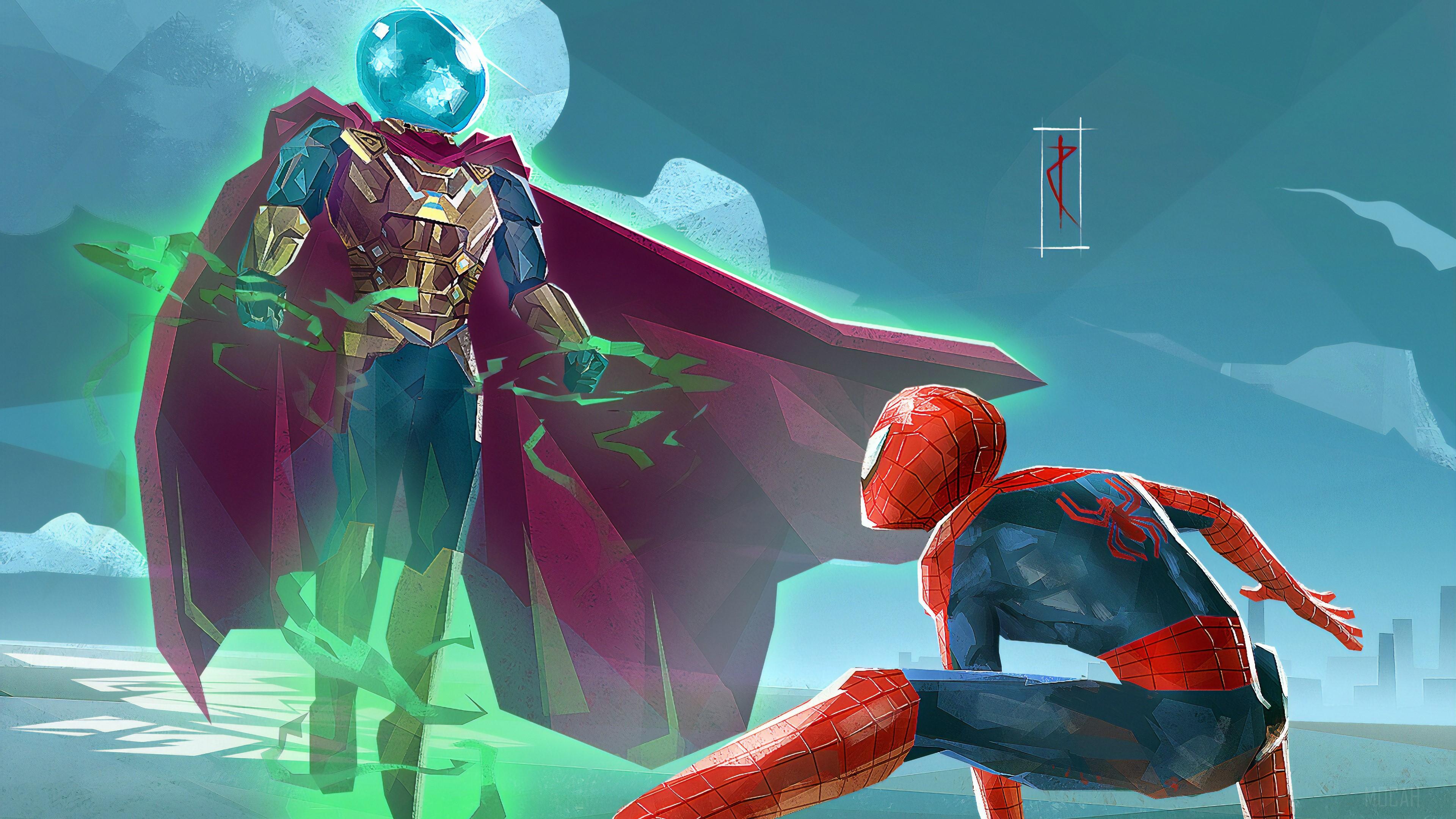 3840x2160 Spiderman Vs Mysterio Art 4k wallpaper. Mocah HD Wallpaper