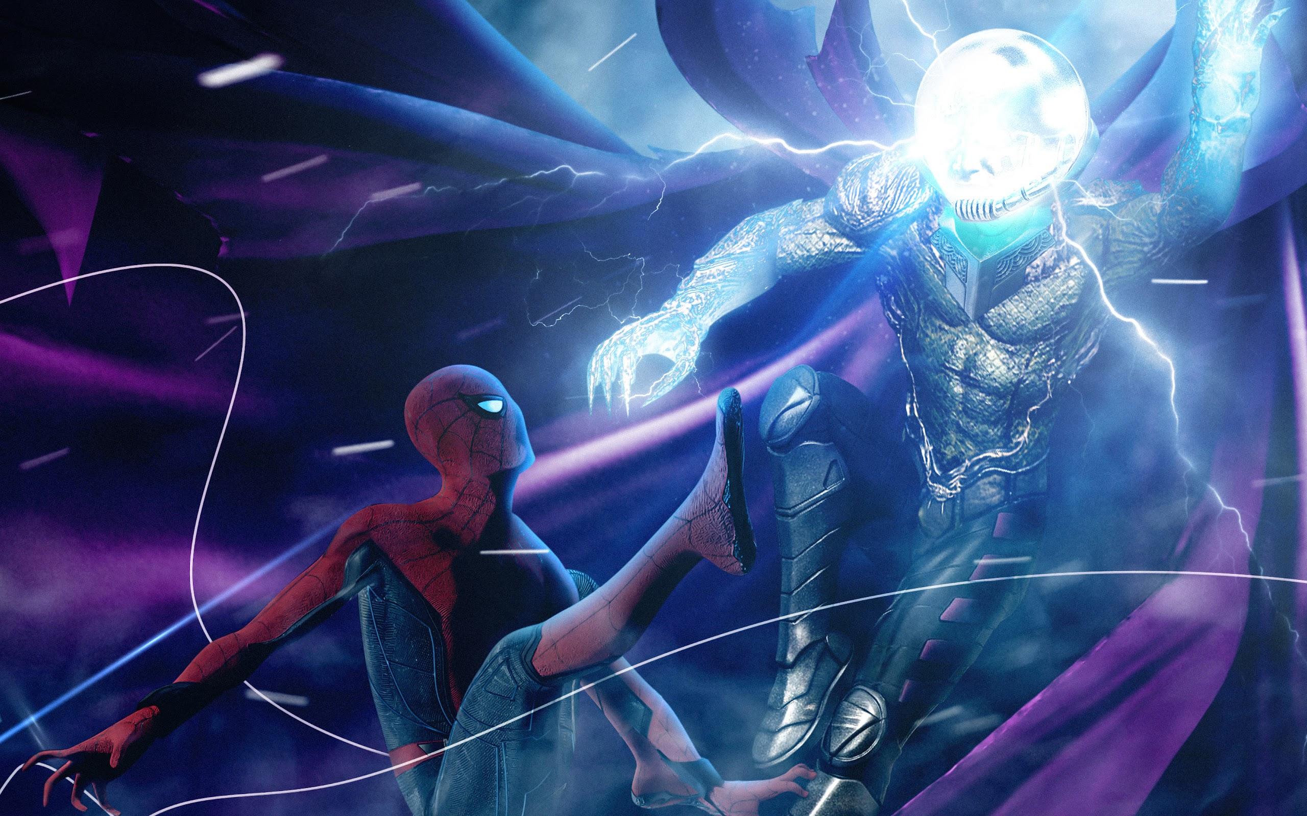 2560x1600 Spider Man Far From Home Mysterio Spider Man 4K Wallpaper