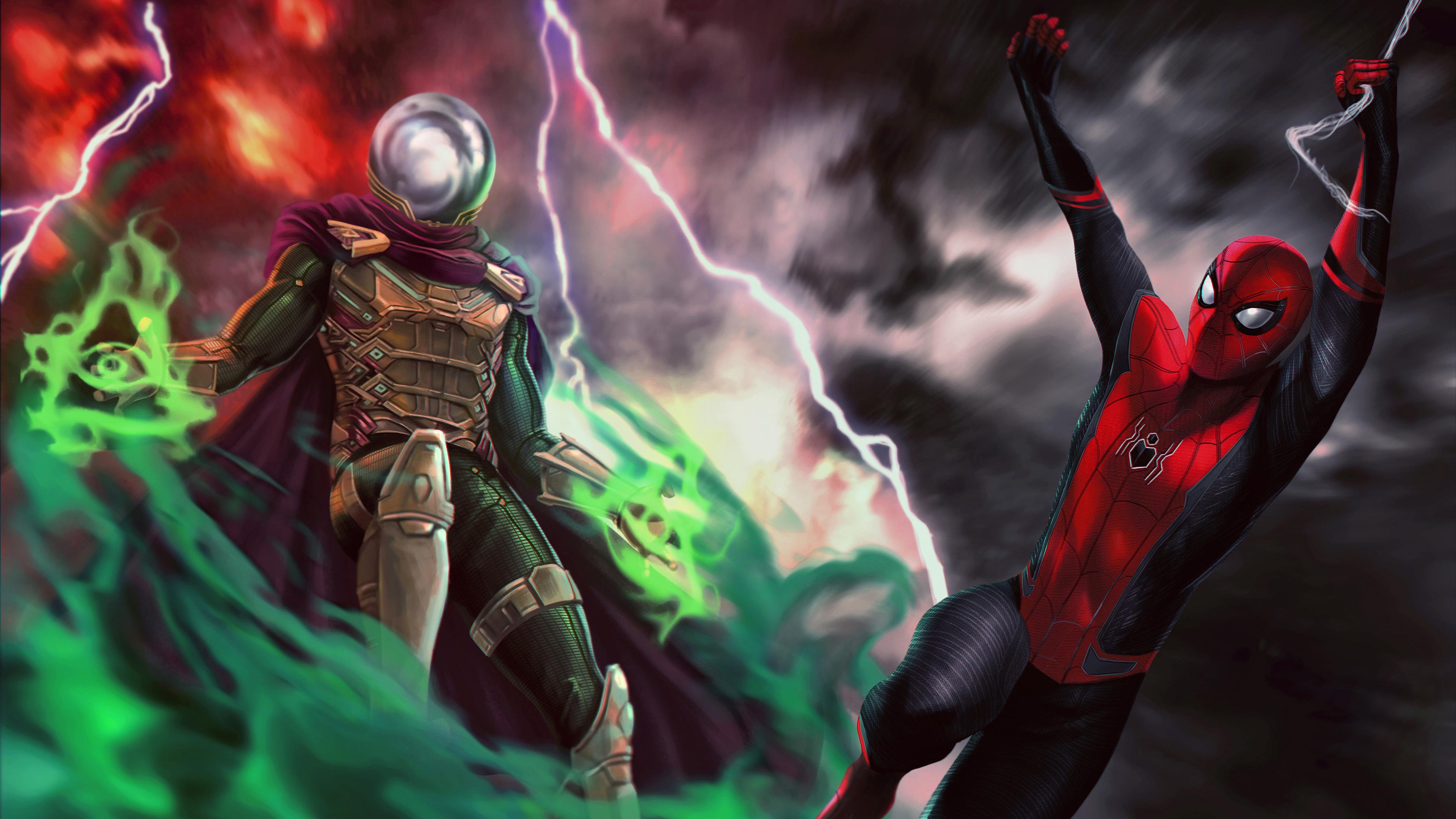 3840x2160 Spider Man: Far From Home, Mysterio And Spider Man, 4K Wallpaper. Mocah HD Wallpaper