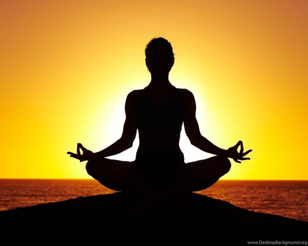 1280x1024 Yoga, Sunrise, Sea, Sun, Meditation, Lotus Pose. Desktop Background