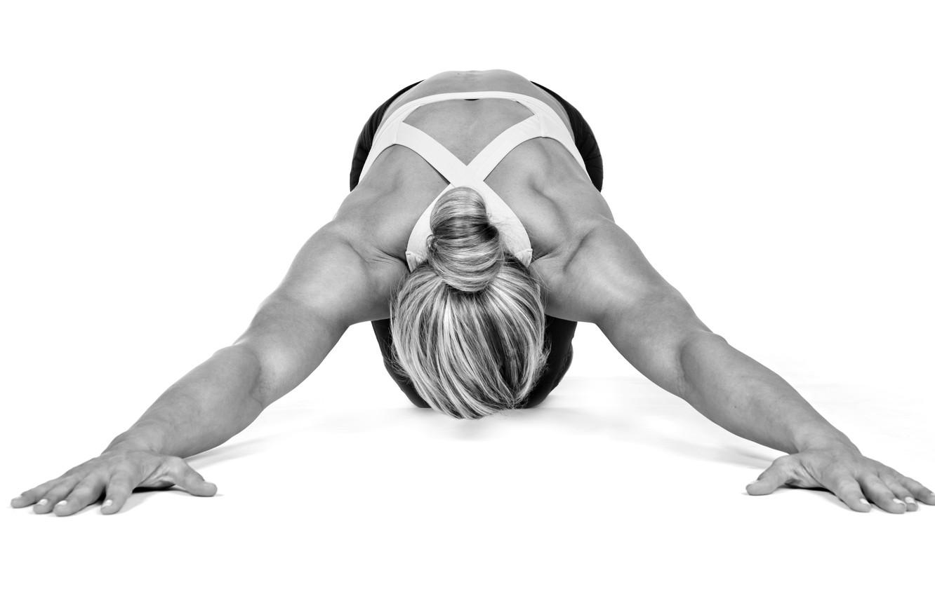 1332x850 Wallpaper white and black, stretching, yoga pose image for desktop, section спорт