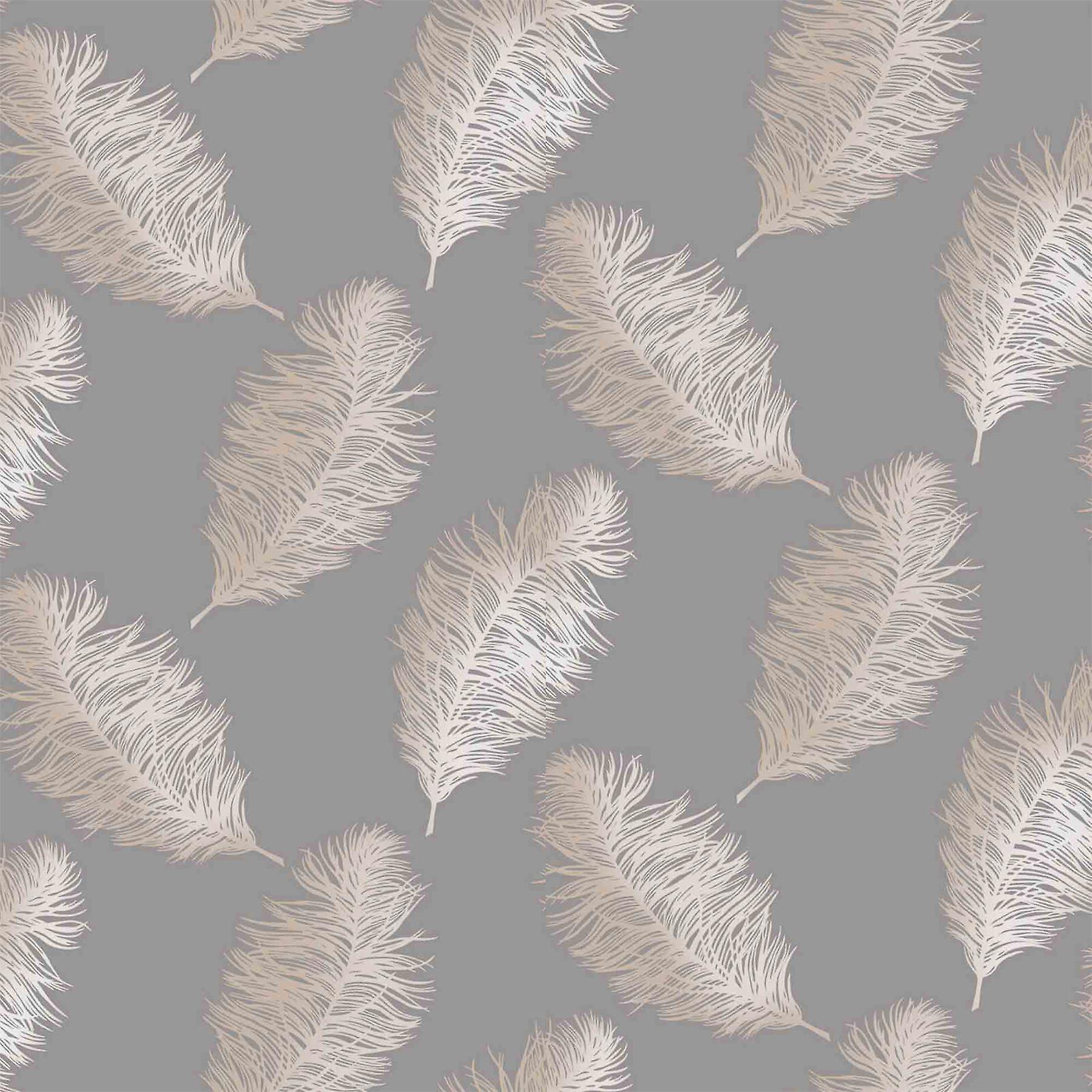 1800x1800 Fawning Feather Grey Rose Gold Metallic Shimmer Wallpaper Feature Holden Decor