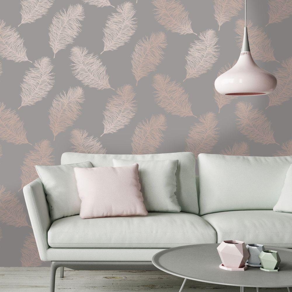 1000x999 Fawning Feather by Albany / Rose Gold : Wallpaper Direct