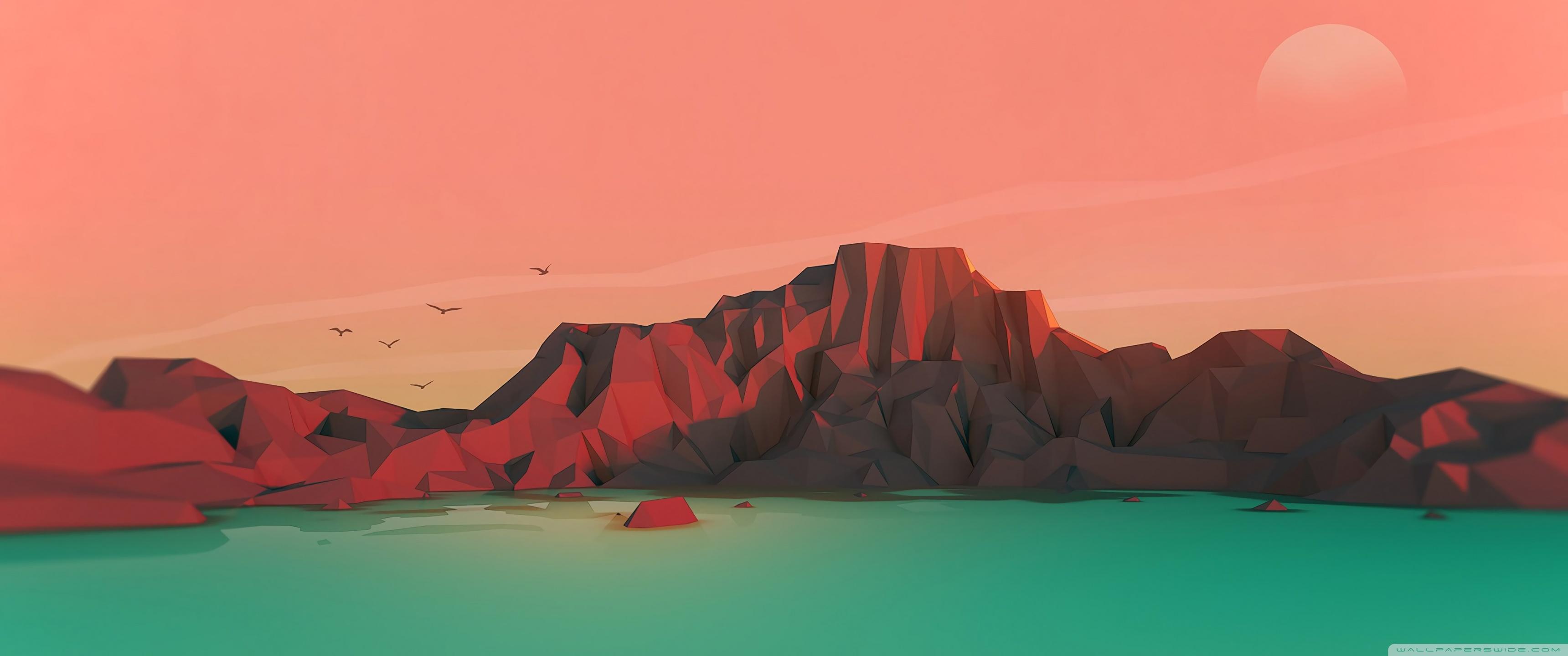 3440x1440 Low Poly Environment Ultra HD Desktop Background Wallpaper for : Multi Display, Dual & Triple Monitor : Tablet