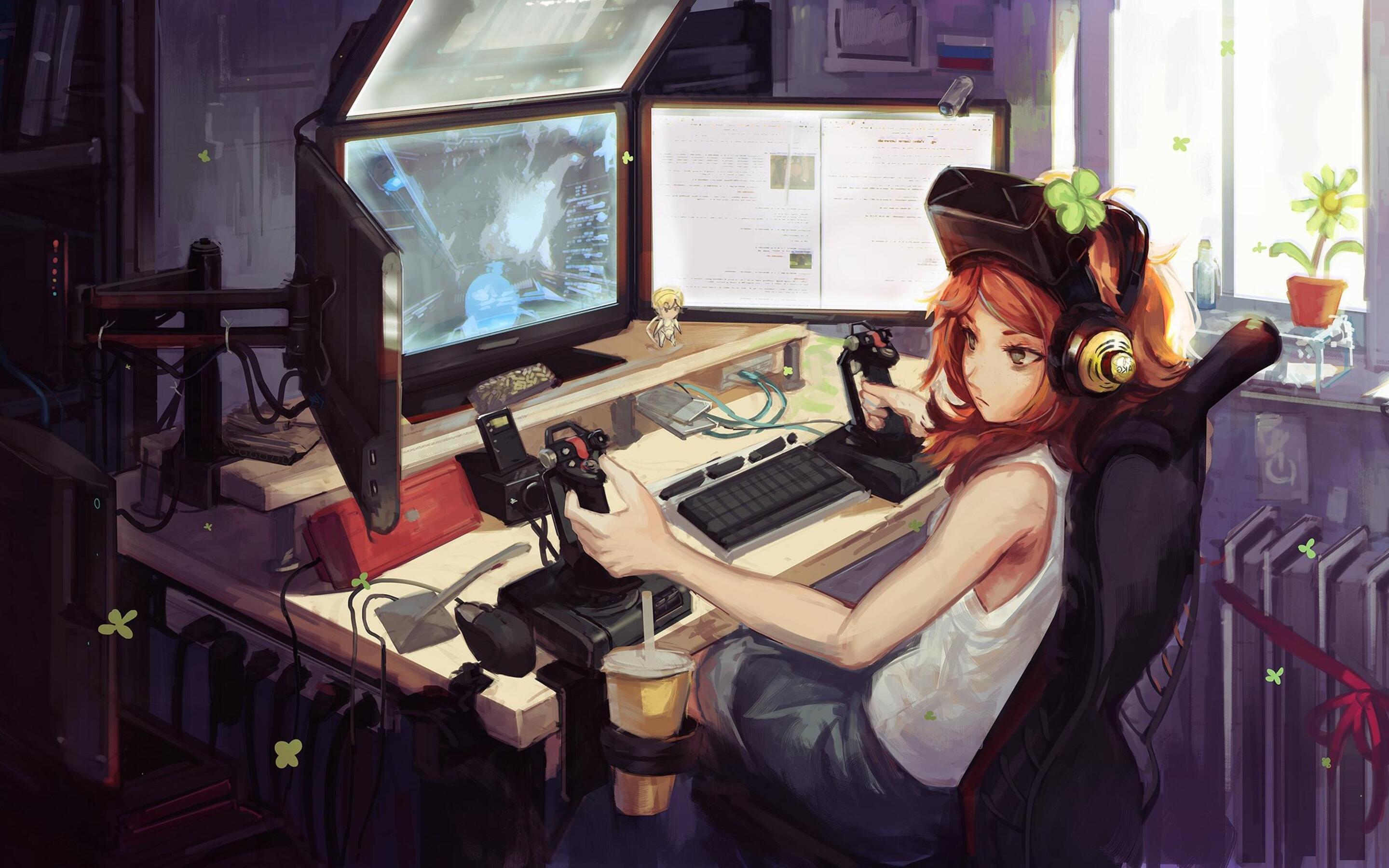 2880x1800 Anime Gamer Girl Macbook Pro Retina HD 4k Wallpaper, Image, Background, Photo and Picture