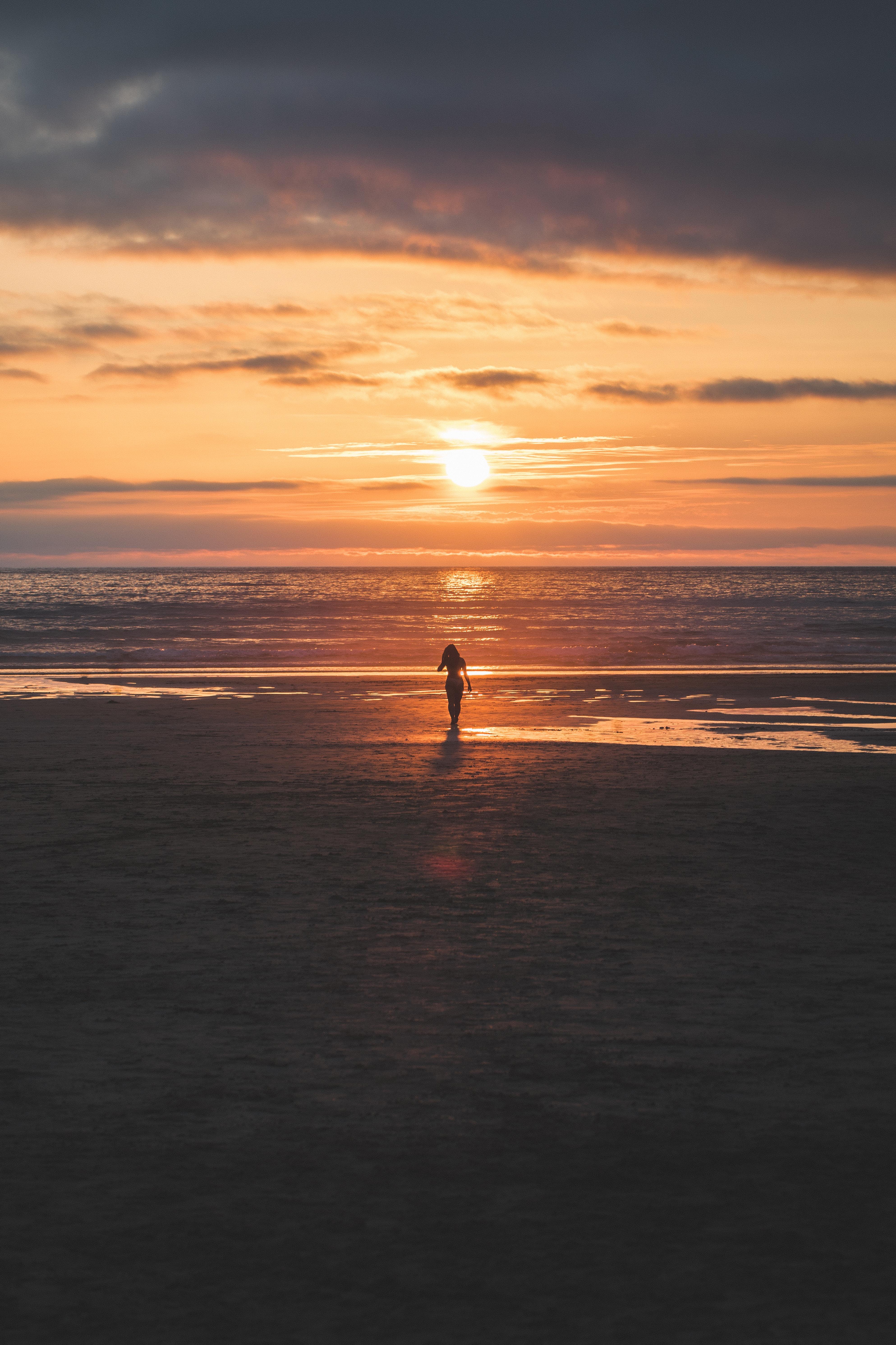 3974x5961 Sunset, Girl, Beach, 4K, Mood. Mocah HD Wallpaper