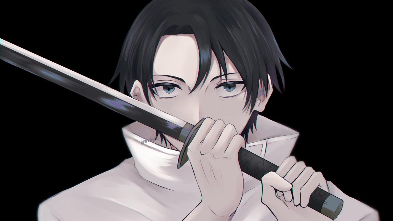 1280x720 Black Hair Blue Eyes Boy Jujutsu Kaisen Yuta Okkotsu In Black Background HD Jujutsu Kaisen Wallpaper
