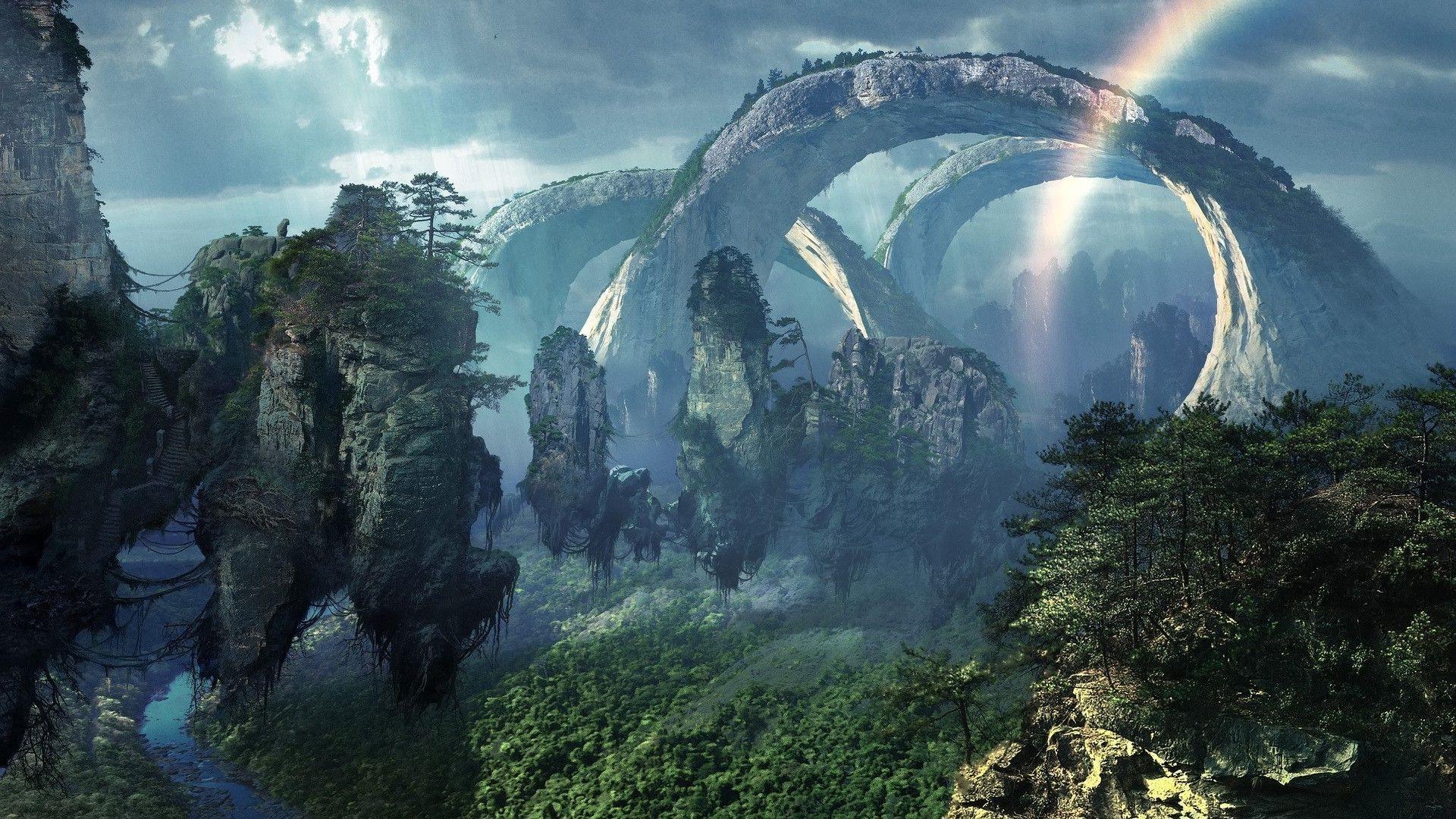 1920x1080 landscape, Floating Island Wallpaper HD / Desktop and Mobile Background