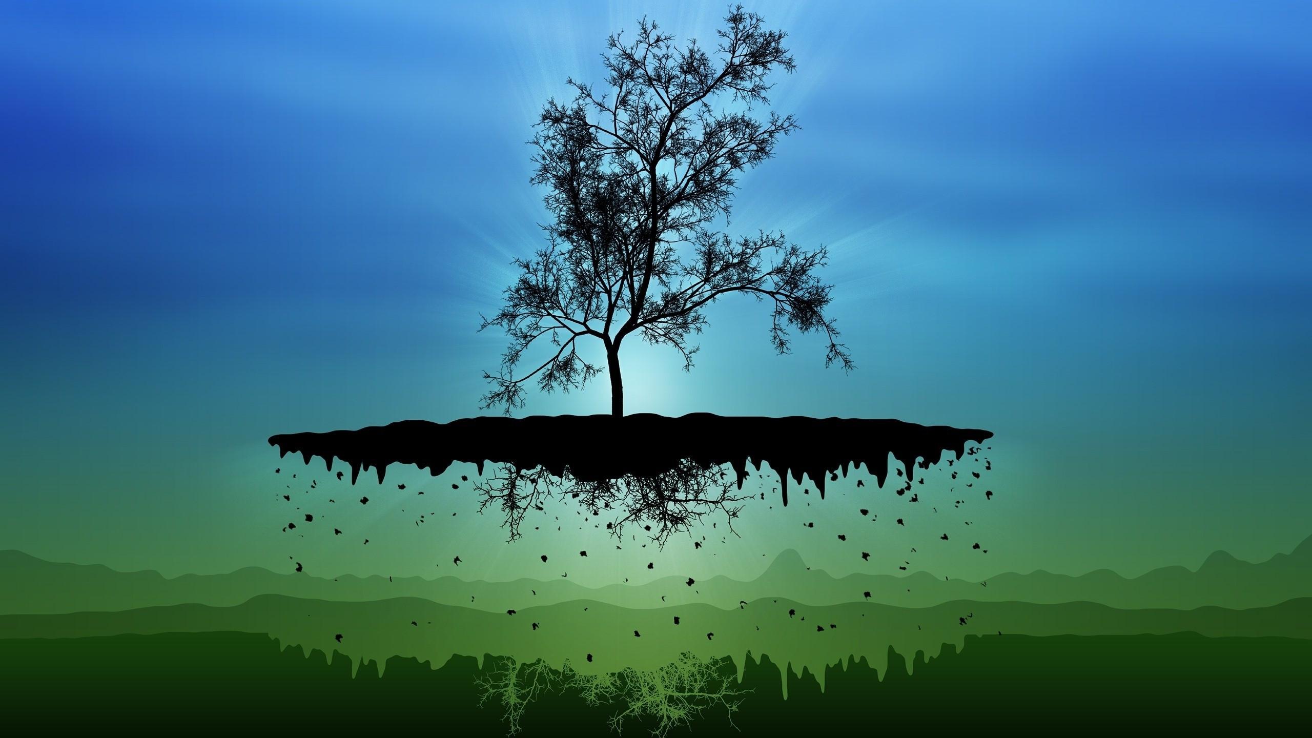 2560x1440 Download 2560x1440 Floating Island, Flat Art, Minimal, Creative Wallpaper for iMac 27 inch