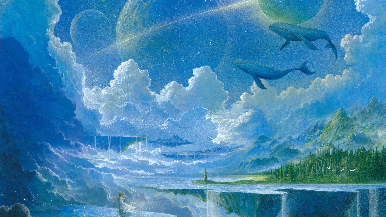 1600x900 Free download Sky Sea Water Fall Clouds Planet Scenery Anime HD Wallpaper Desktop [1600x1119] for your Desktop, Mobile & Tablet. Explore Water Scenery Desktop Wallpaper Picture. Free Water Wallpaper