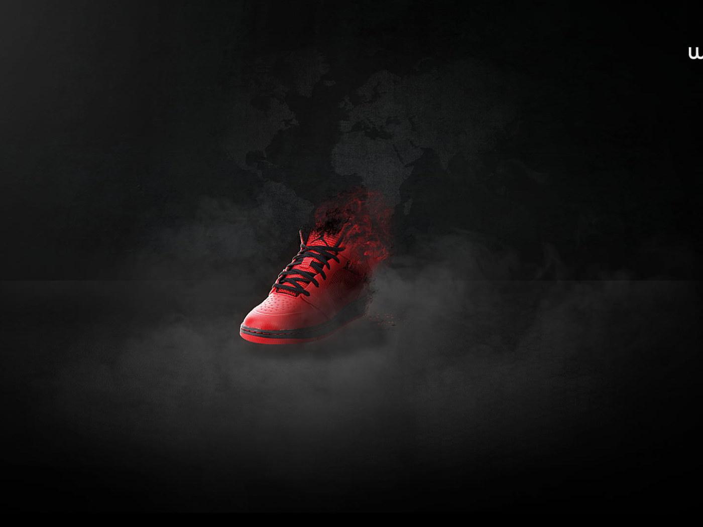 1400x1050 Wallpaper unpaired red and black Nike Air Jordan basketball shoe, digital art • Wallpaper For You HD Wallpaper For Desktop & Mobile