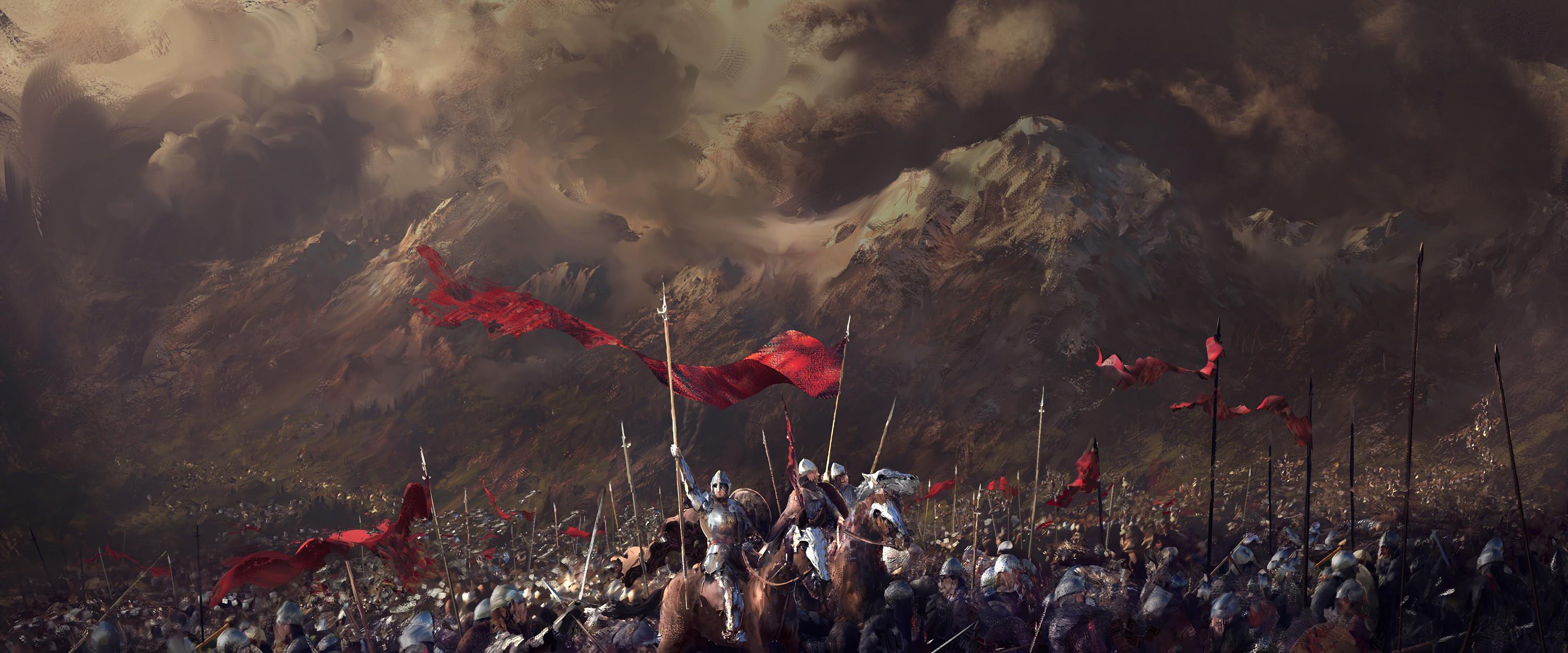 3840x1600 Knights Battlefield Army Medieval 4K Wallpaper