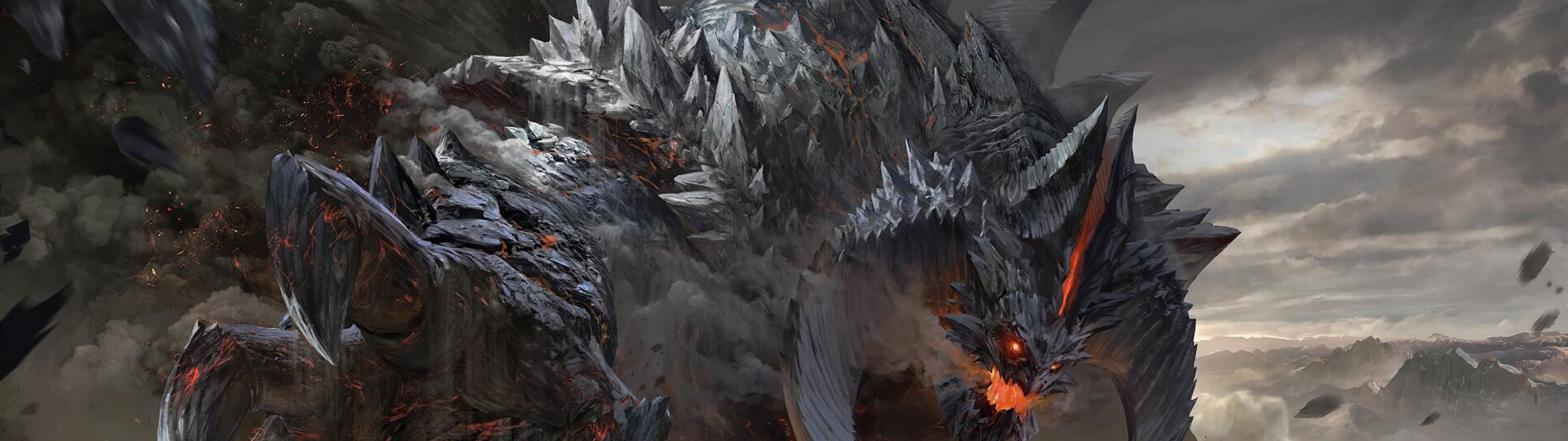 7680x2160 Fantasy Monster Epic Battle 4K Wallpaper