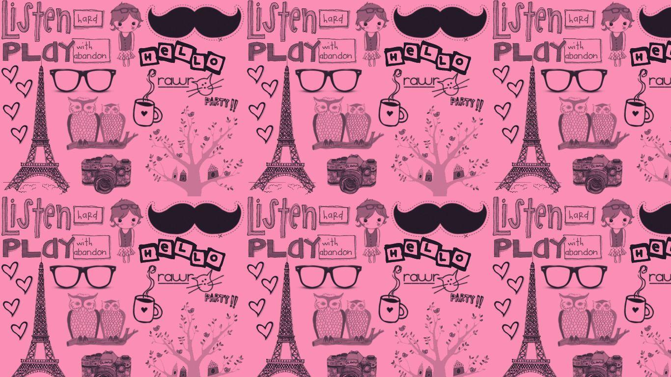 1366x768 Paris Pink Wallpaper BACKGROUND