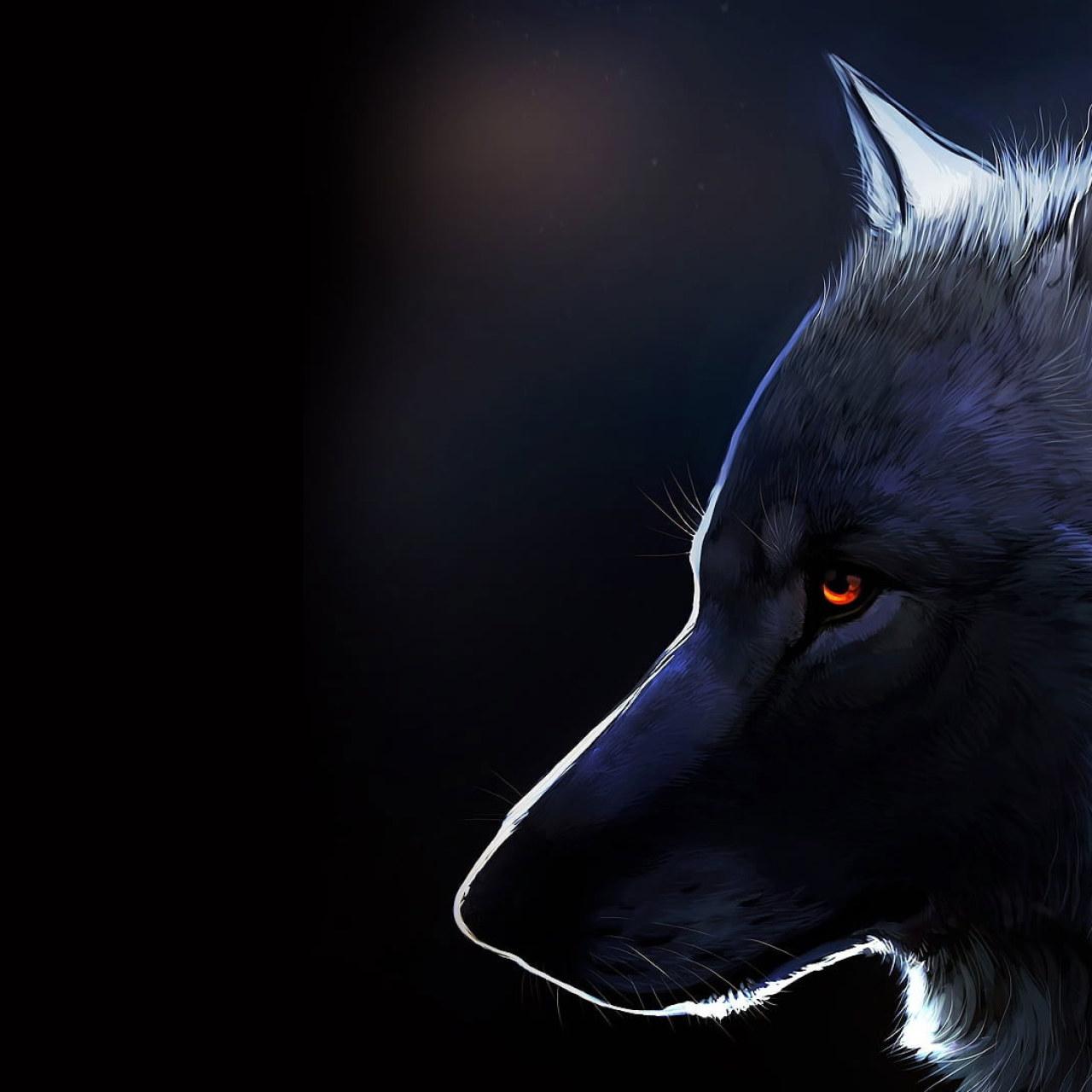 1280x1280 Wolf wallpaper illustration, nature, fantasy art, glowing eyes, dark, animals • Wallpaper For You HD Wallpaper For Desktop & Mobile