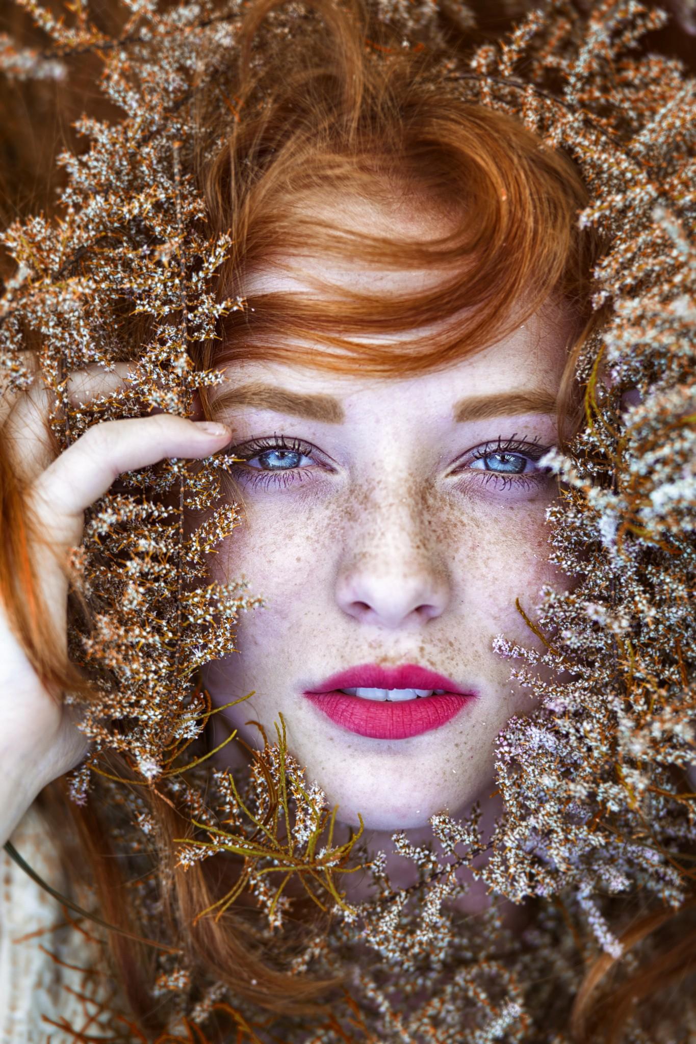1365x2048 #eyes, #face, #nature, #women, #redhead, #blue eyes, #sensual gaze, #model, #freckles, wallpaper. Mocah HD Wallpaper