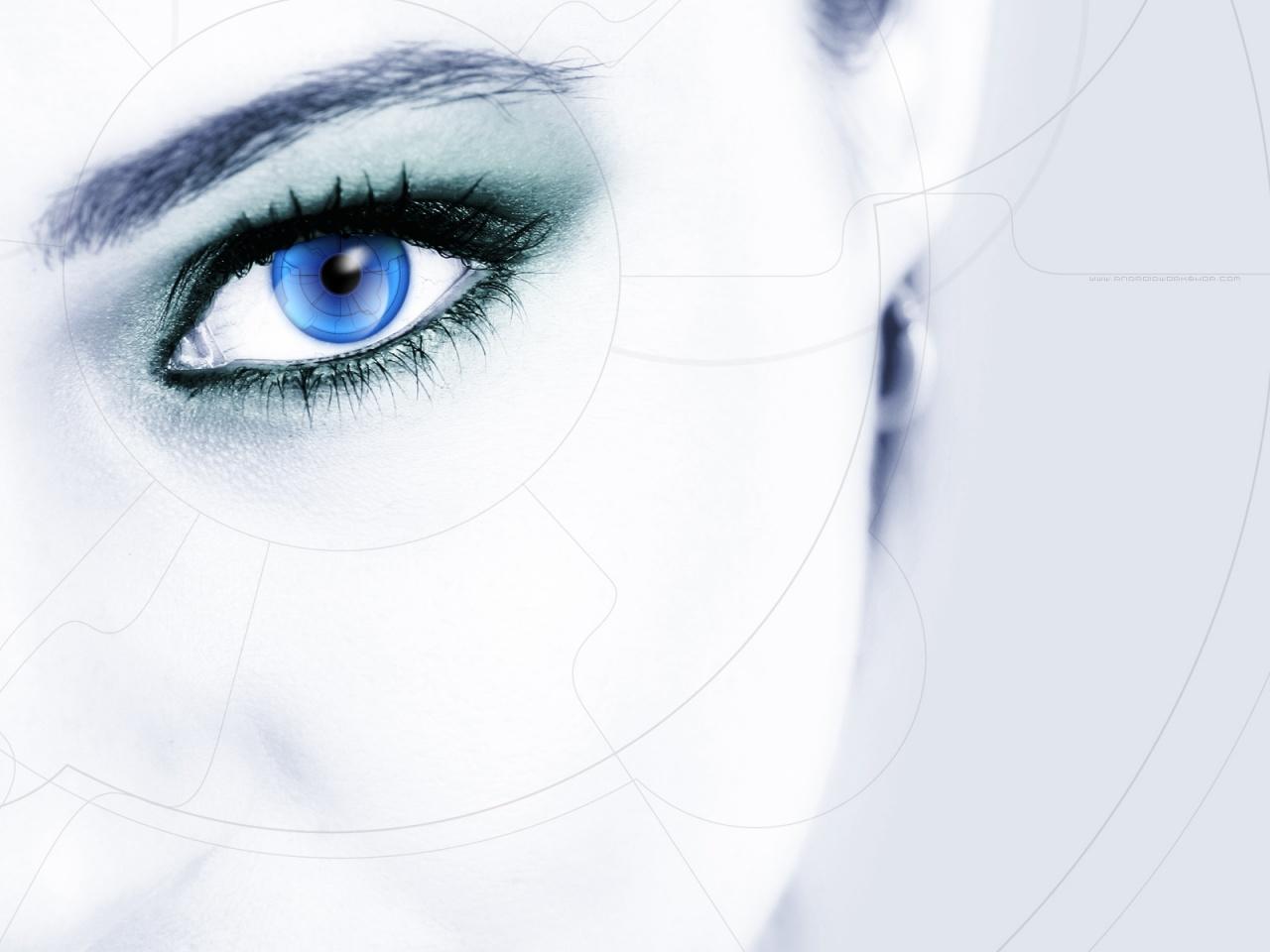 1280x960 Download wallpaper Girls / Women with tags: Blue, Eye, Lock screen, Sad