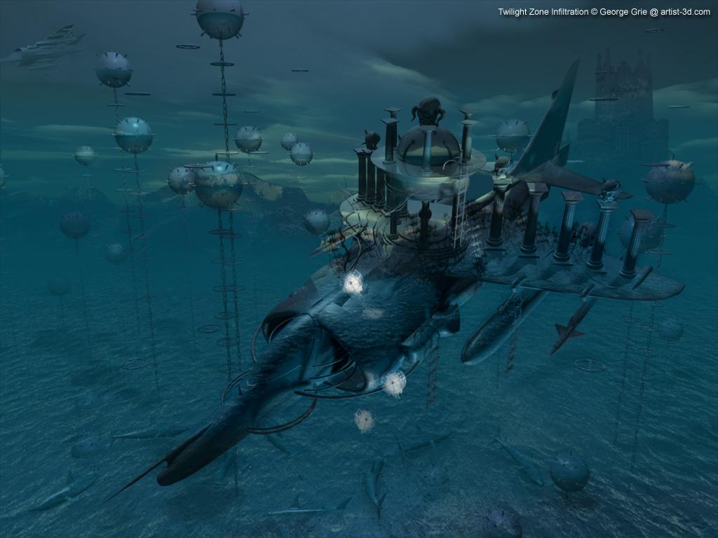 1024x768 surreal wallpaper, ship, vehicle, underwater, screenshot, watercraft, strategy video game, battlecruiser