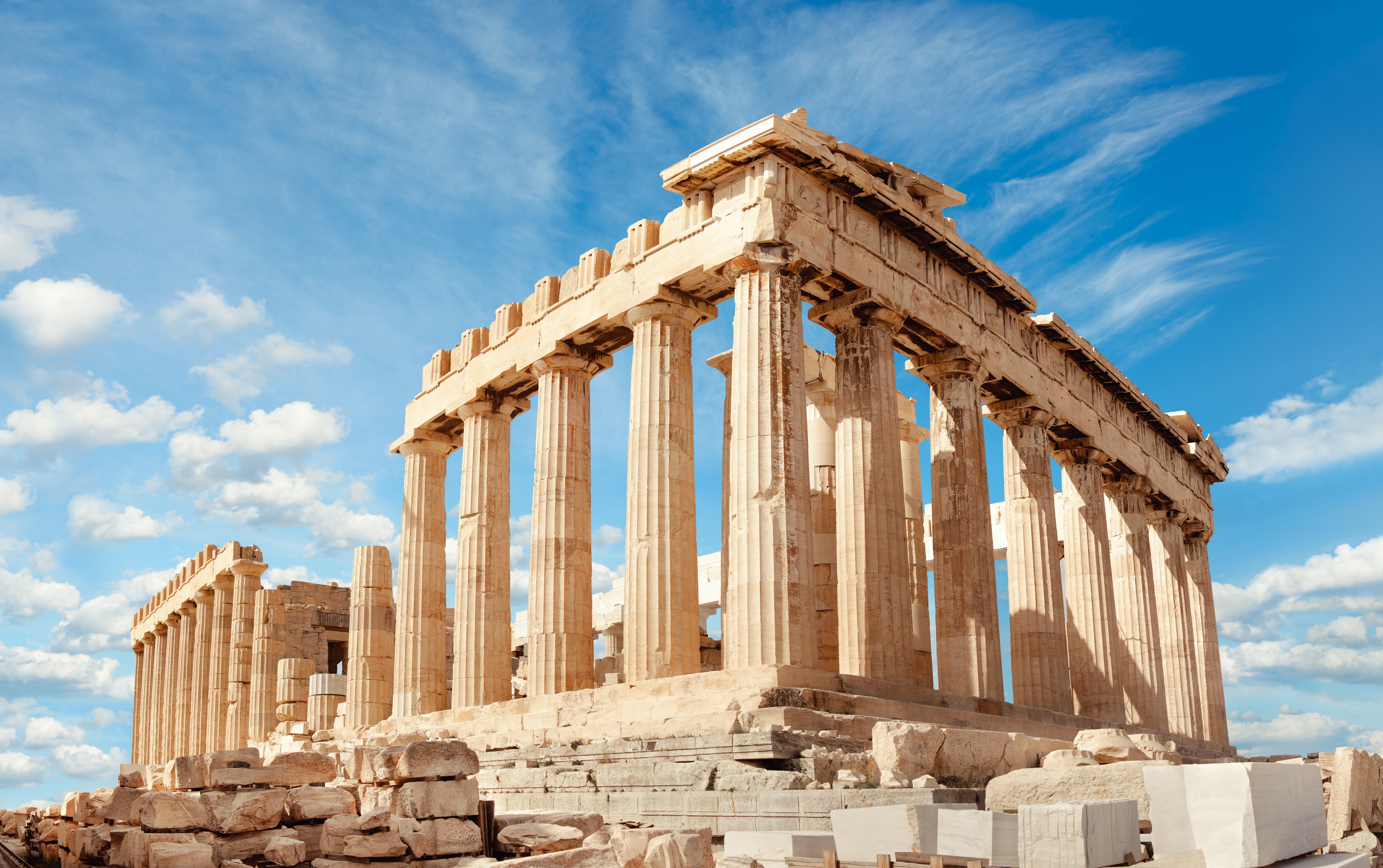 7164x4500 4K, 5K, 6K, 7K, Acropolis, Parthenon, Athens, Greece, Ruins, Sky, Hill, Clouds, Column HD Wallpaper