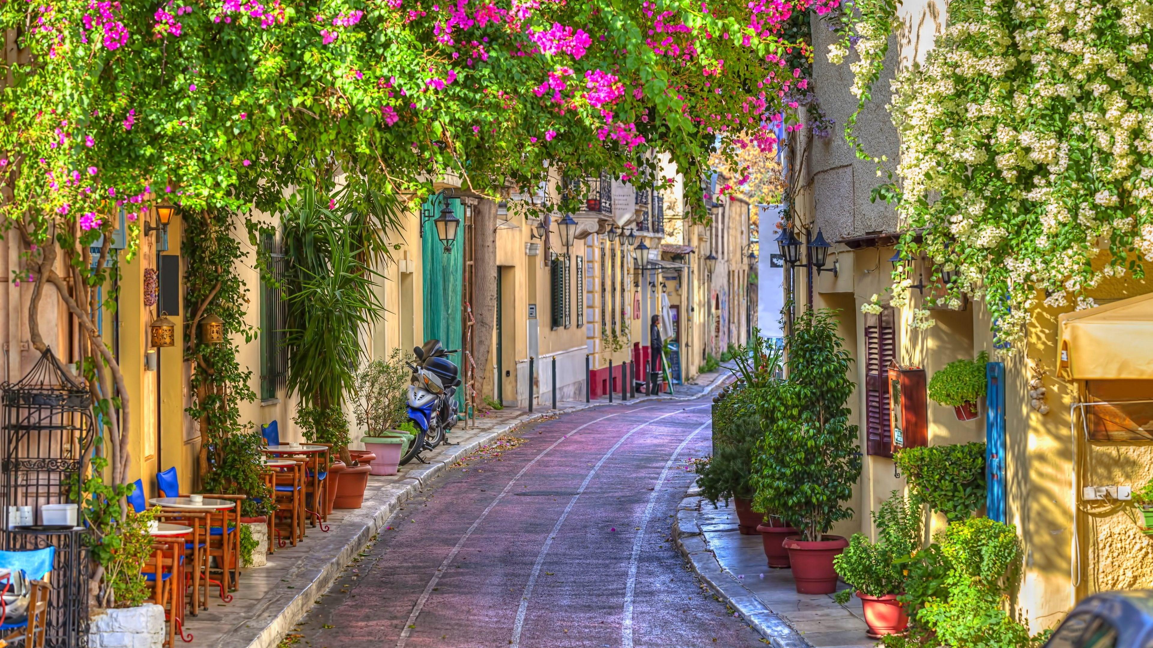 3840x2160 plaka athens city street 4k ultra HD wallpaper High quality walls